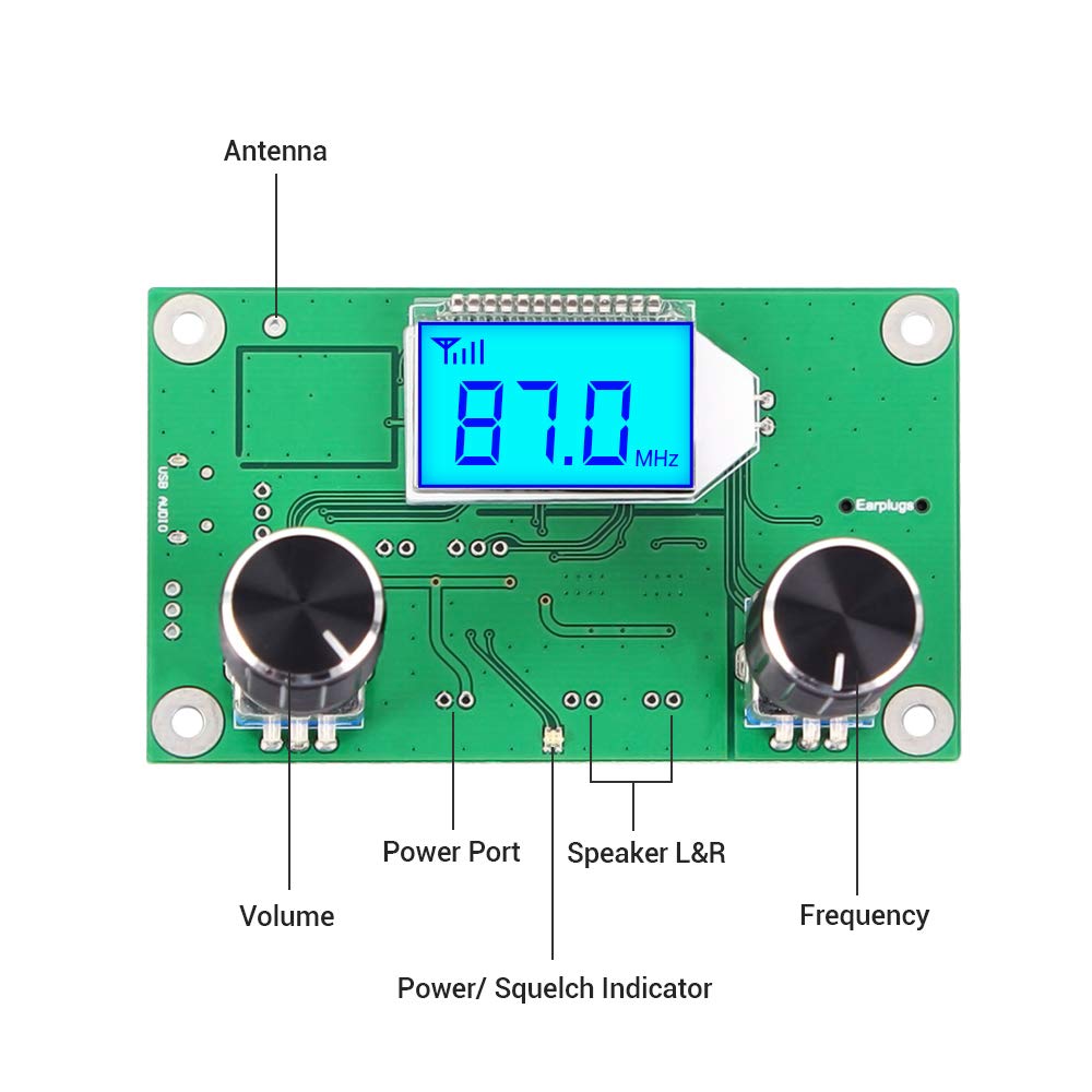 Digital Fm Receiver Module, Icstation Radio Receiver Module Digital Stereo Board Lcd Display Dsp Pll 76.0Mhz 108.0Mhz Green
