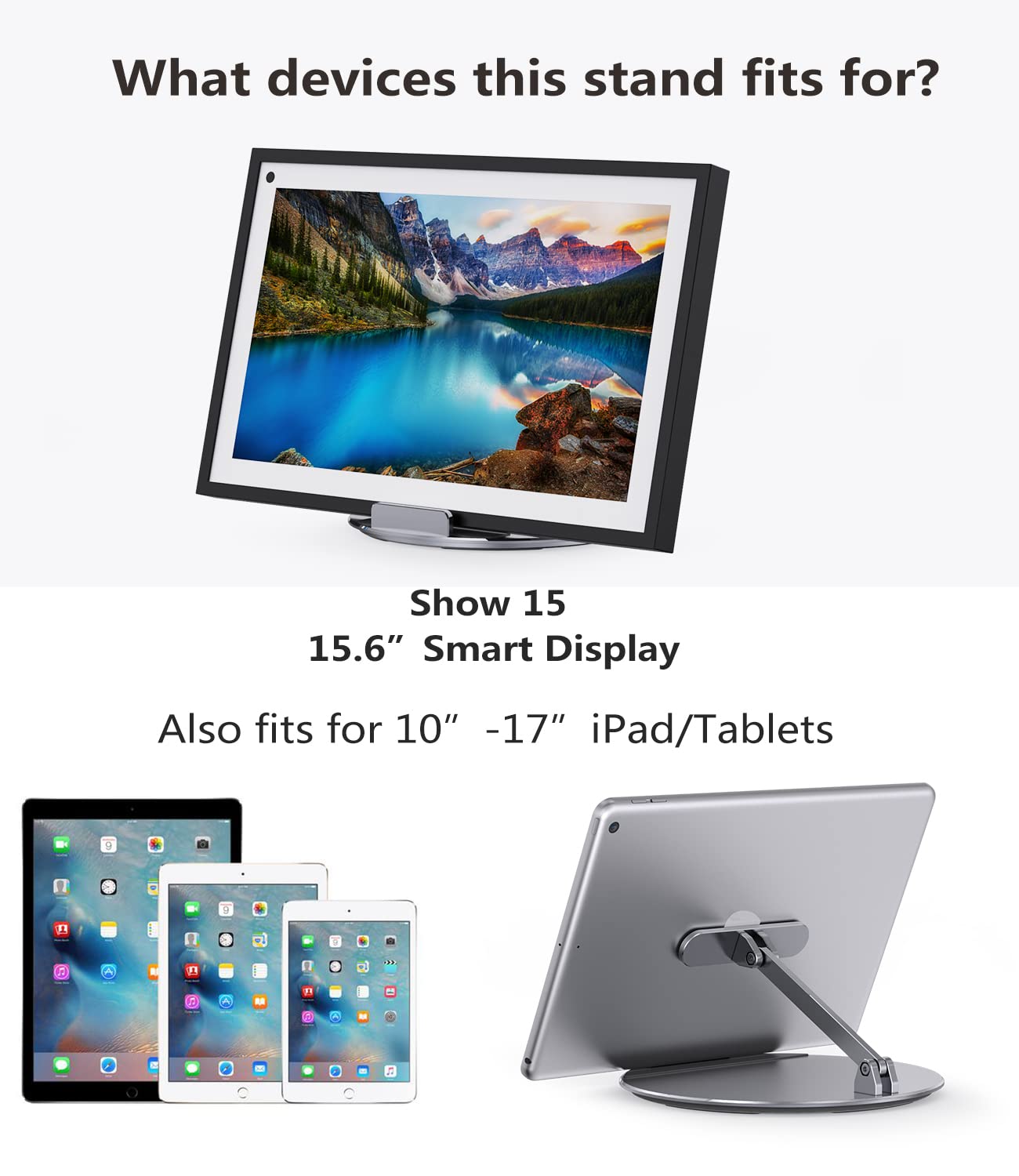 Laivli Echo Show 15 Stand, Swivel And Tilt Stand For Echo 15, Adjustable Foldable Stand With 360 Degree Rotatable Base, Easy Swi