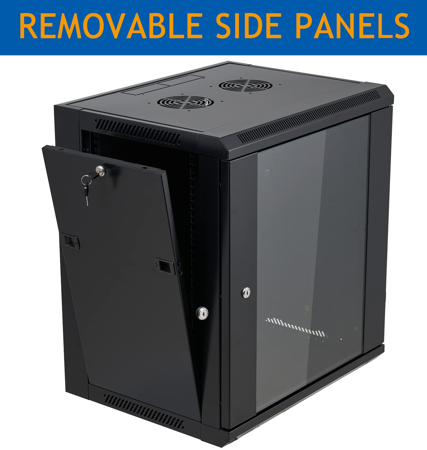 Tedgetal 12U Wall Mount Server Cabinet Network Rack Enclosure Locking Glass Door