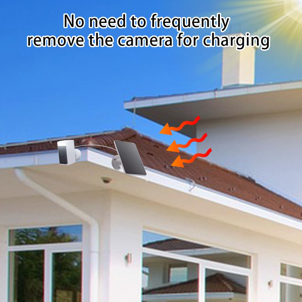 Tekcam Solar Panel Compatible With Wyze Battery Cam Pro Camera Wireless Outdoor, 4W 5V Solar Panel With 10Ft Micro Usb Charging Cable For Outdoor Battery Powered Security Camera,Adjustable Wall Mount