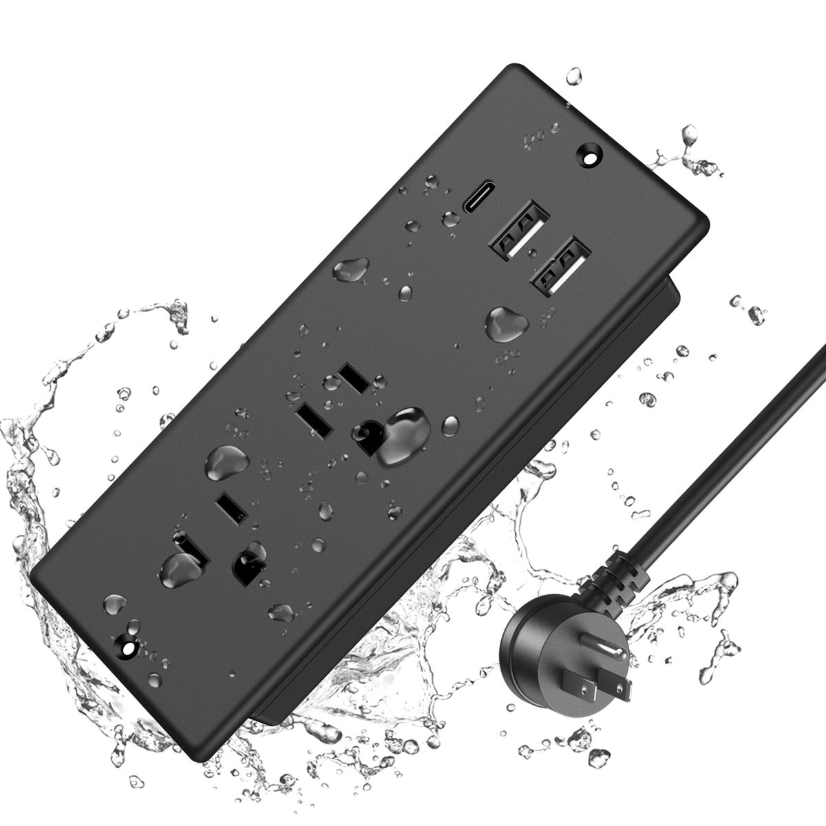 Ipx6 Recessed Power Strip Waterproof, Hezi Weatherproof Furniture Flush Mount Power Outlet With 2 Outlets & 3 Usb Ports For Bath