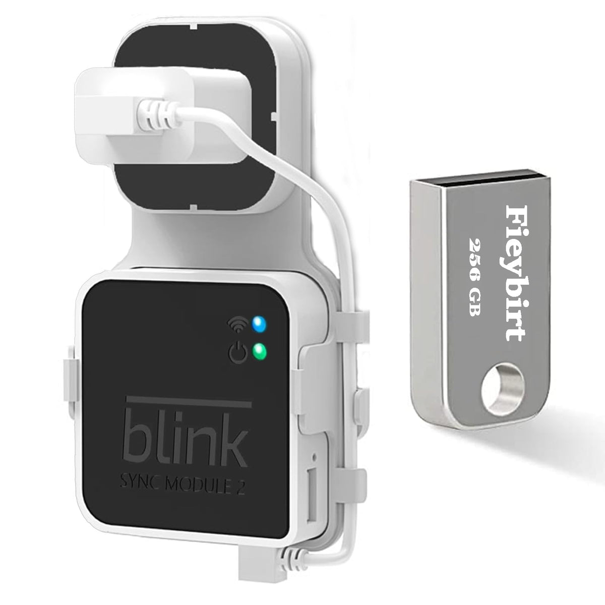Fieybirt 256Gb Usb Flash Drive & Outlet Mount For Blink Sync Module 2, Space Saving And Easy Move Mount Bracket Holder For Blink