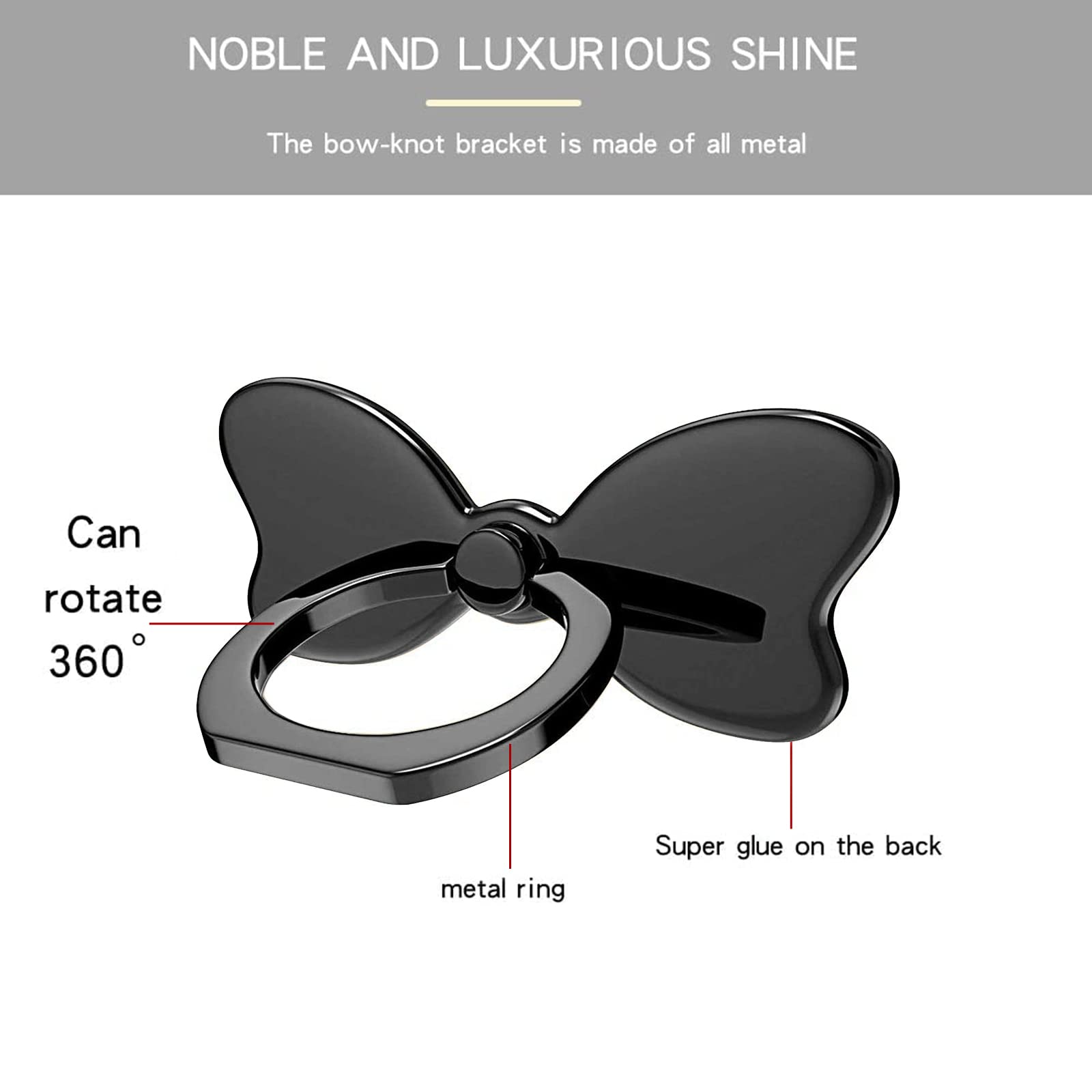 Cavdycidy Metal Butterfly Ring Holder For Cell Phone,Finger Ring Stability Holder Back Stand Car Mount Hook Kickstand Compatible