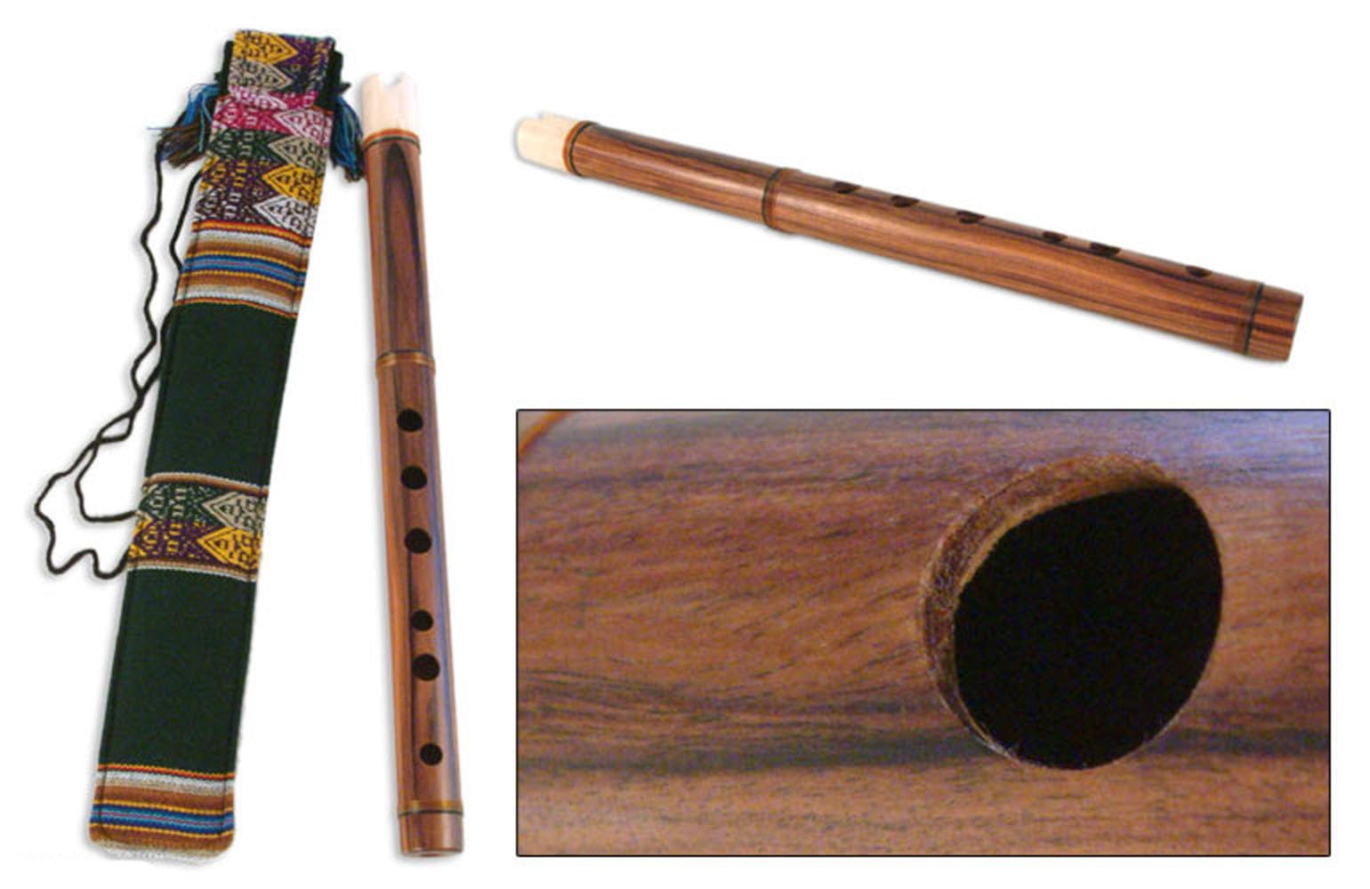 Novica Wooden Andean Quena Flute With Cow Bone Mouthpiece And Carrying Case, Song Of The Andes'