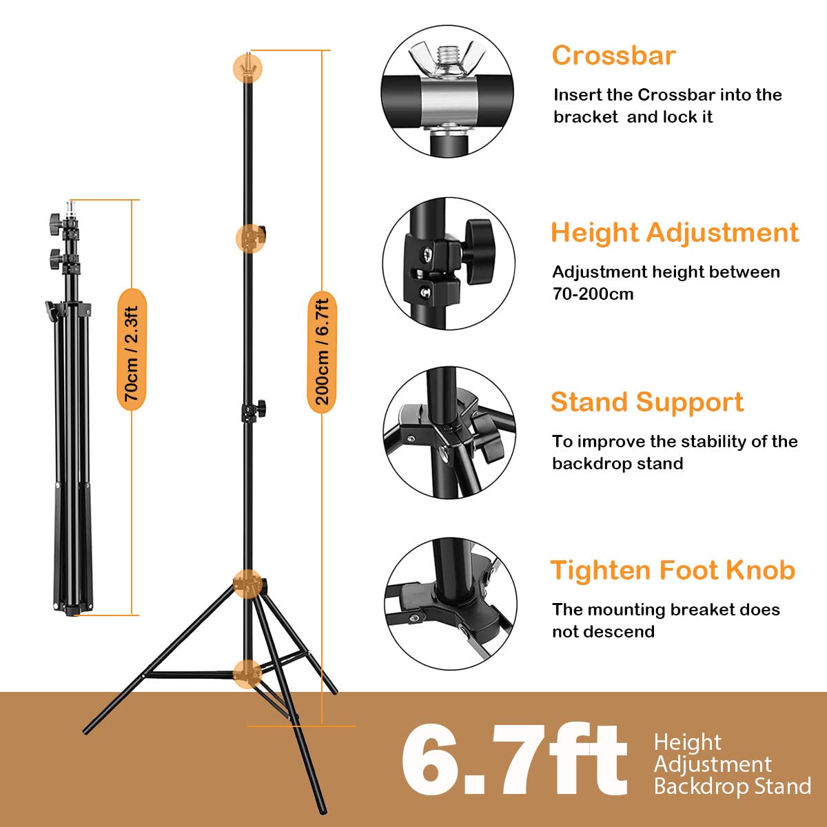 Photo Backdrop Stand Kit, Backdrop Stand For Parties 6.5X10Ft Adjustable Studio Photo & Video Support System Background Support Stand With Sandbag For Photography, Birthday, Portrait, Wedding