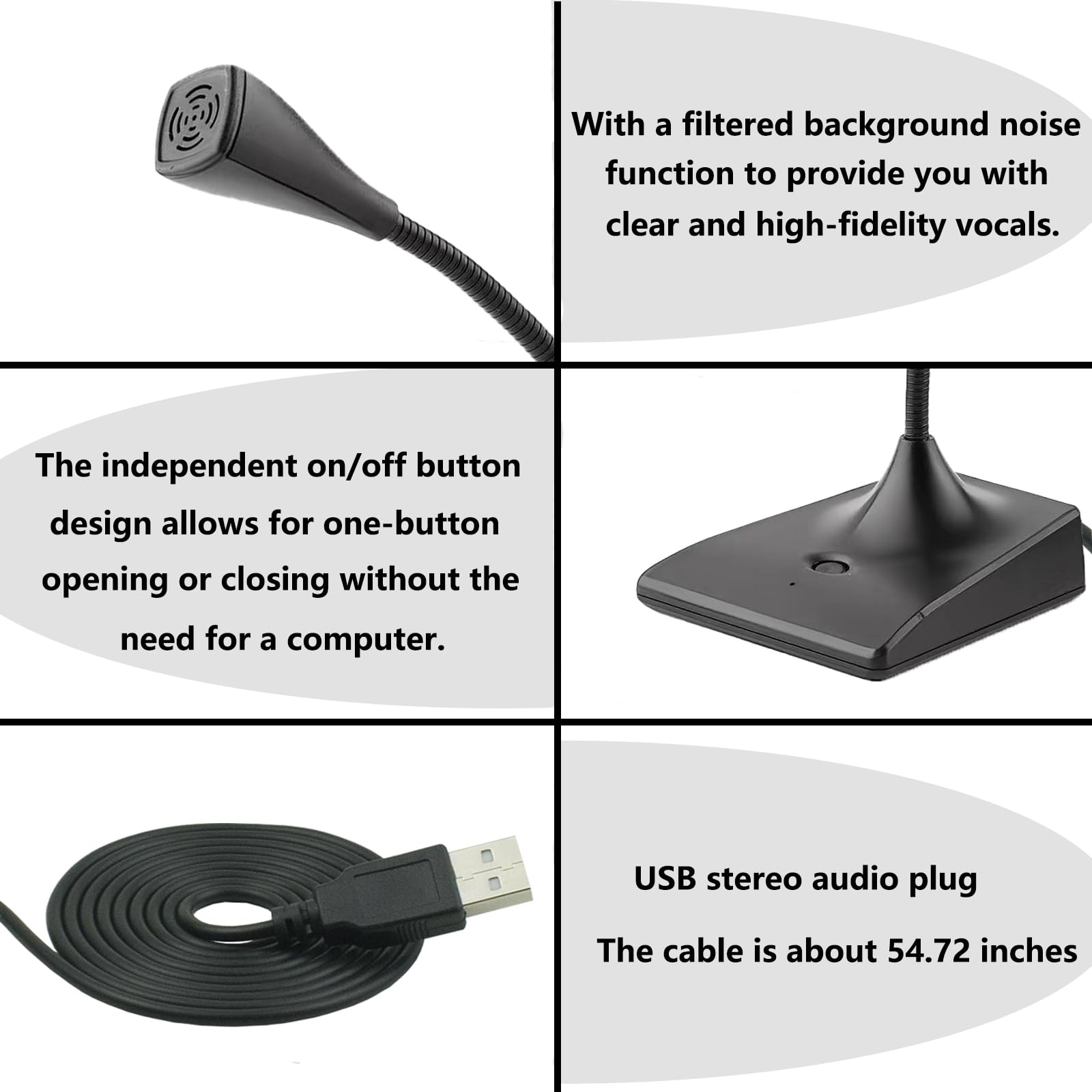 Landibo Usb Pc Microphone,Professional Adjustable Gooseneck Usb Podcast Microphone Compatible With Pc/Mac Driverless Plug And Pl