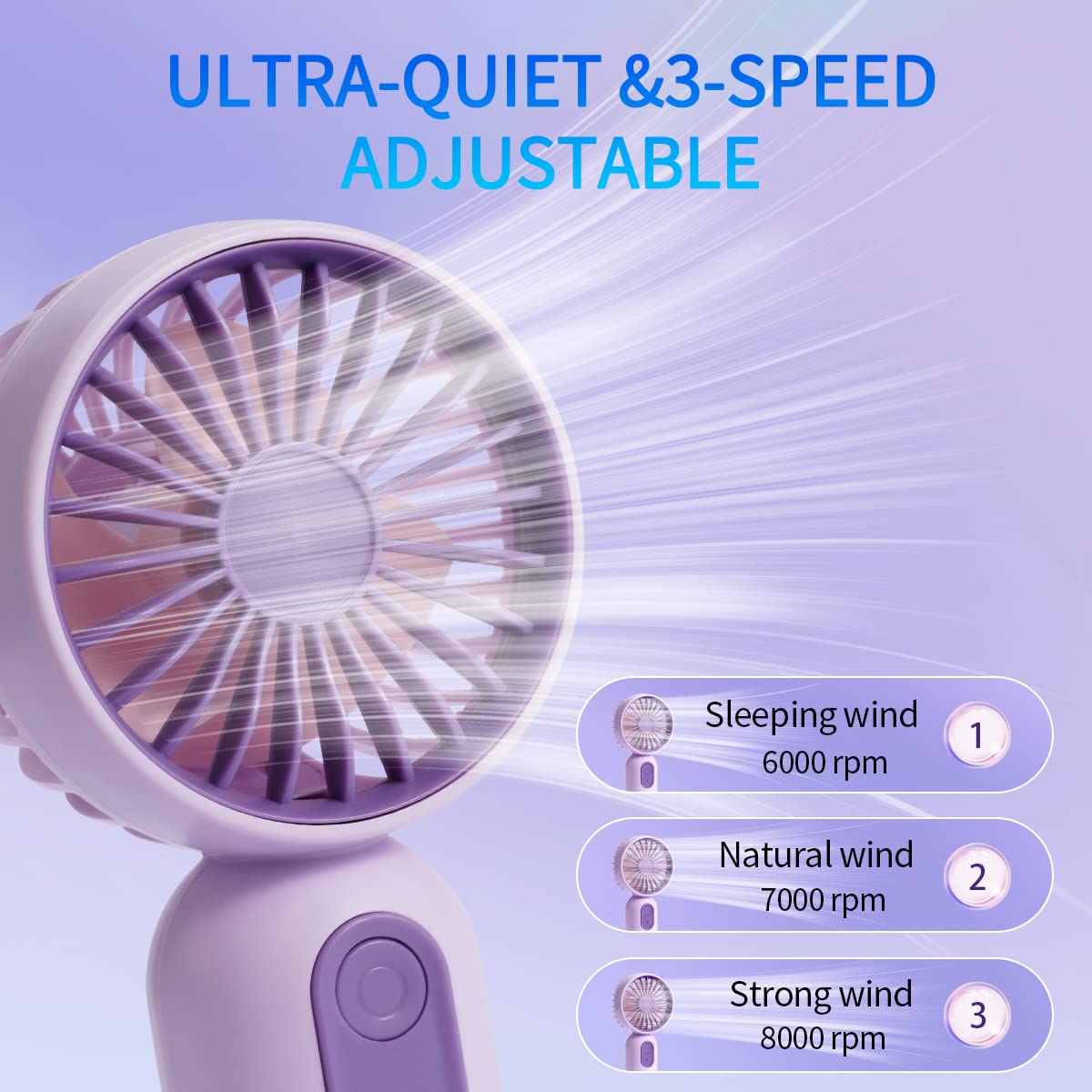 Mini Portable Fan 6 Pack, Cute Handheld Fan Battery Operated Lightweight Small Personal Fan With 3 Speeds And Usb Rechargeable E