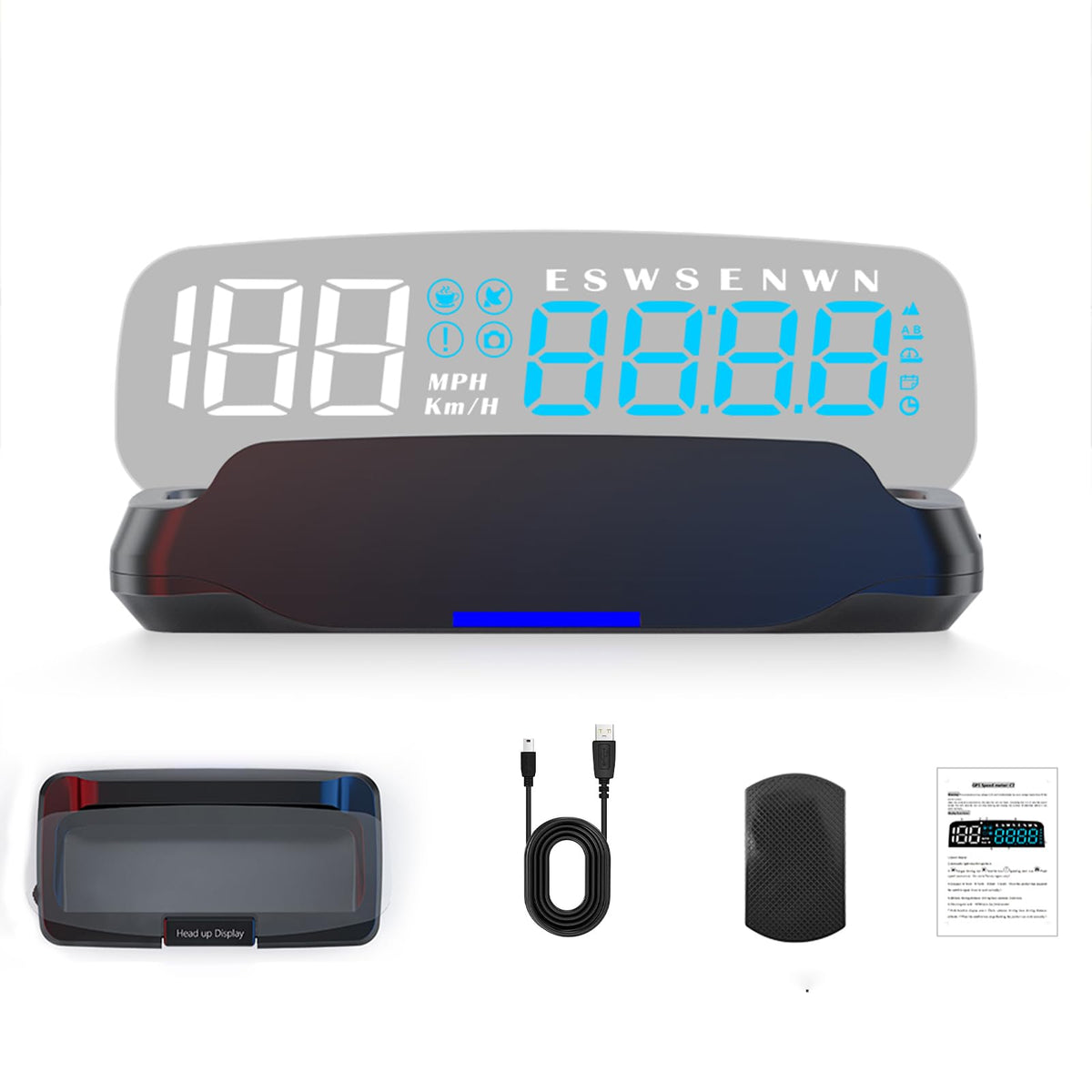 Heads Up Display For Cars, Moman Hgps Car Hud Digital Gps Speedometer With Projection Reflector Km/H Mph Compass Altitude Hudway