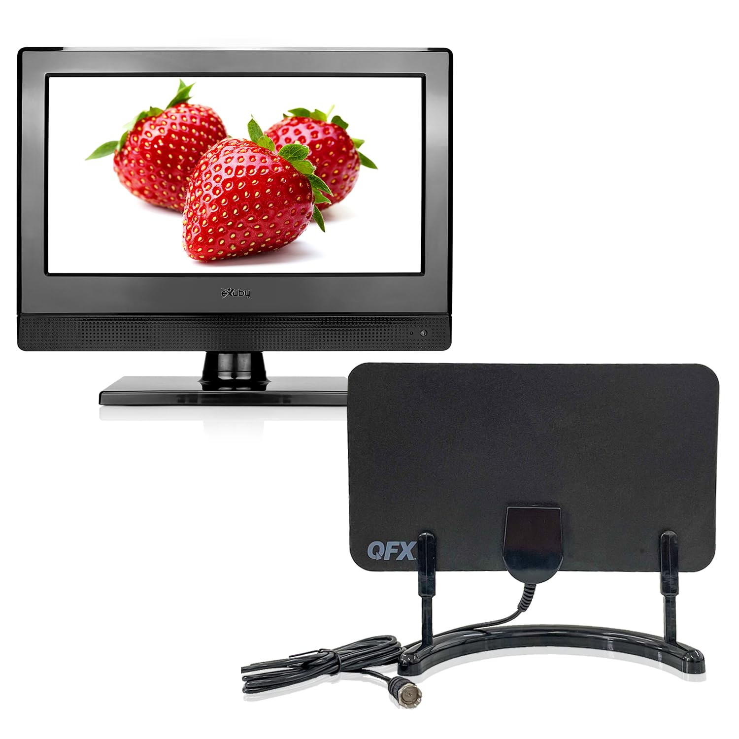 Exuby Small Flat Screen Tv W/ 35Mi Range Flat Indoor Antenna   Perfect For Kitchen, Office, Rv And More   13.3 Inch Led, Watch H