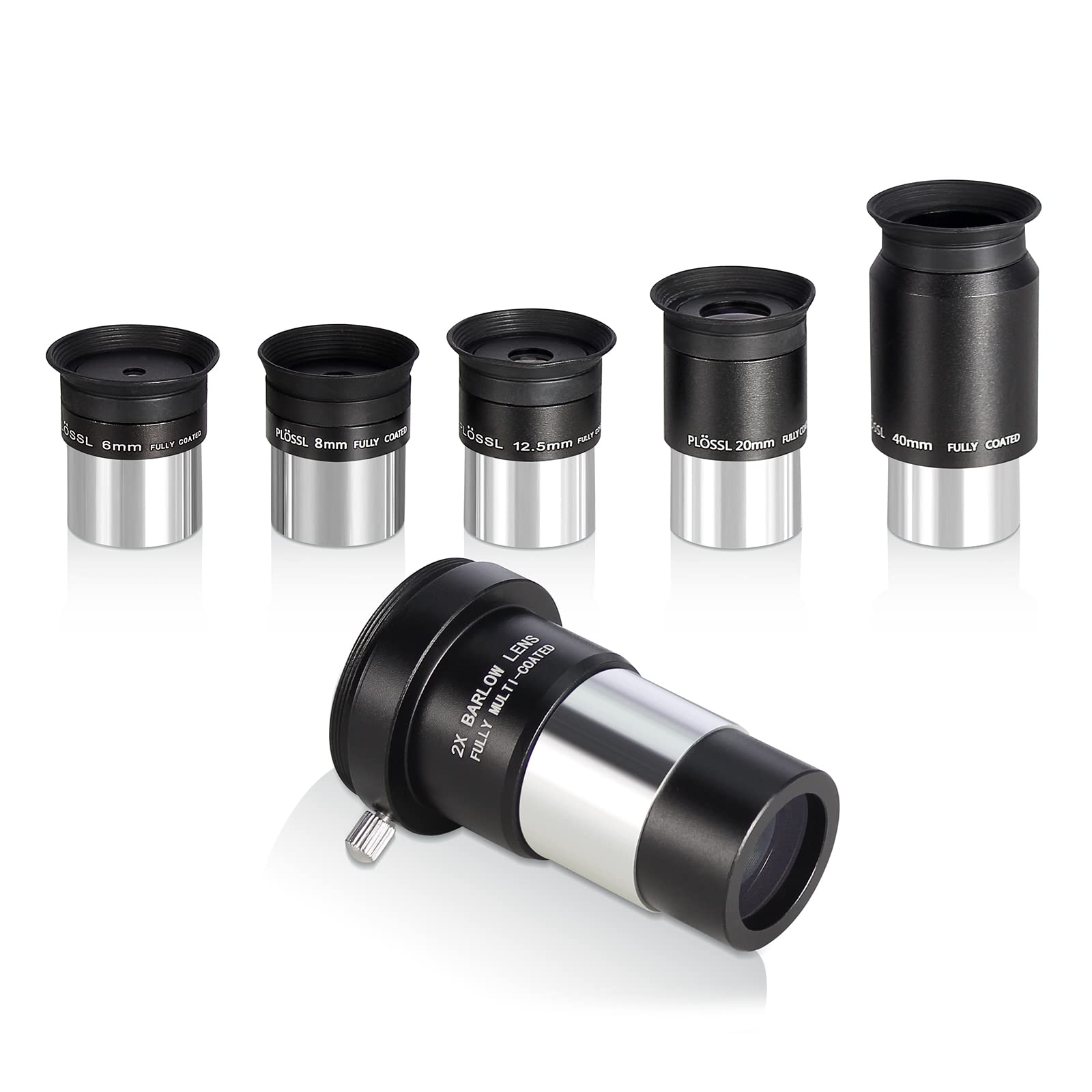 Solomark 1.25 Inch Telescope Eyepiece And Filter Set   Telescope Accessory Kit (Silver)   5Pcs Plossl Eyepiece Set, 7Pcs Filter