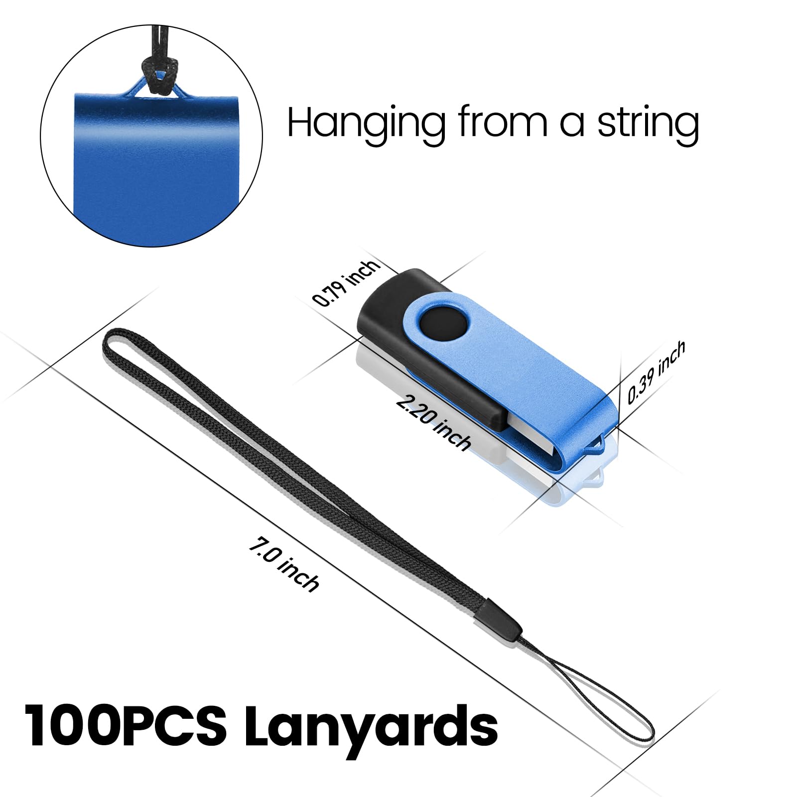 Eastbull Flash Drive Bulk 8Gb Usb 100 Pack With Lanyards Usb 2.0 Thumb Drive Bulk Memory Stick Swivel Pen Drive For Storage And Backup(8Gb 100Pack, Mixed Color)