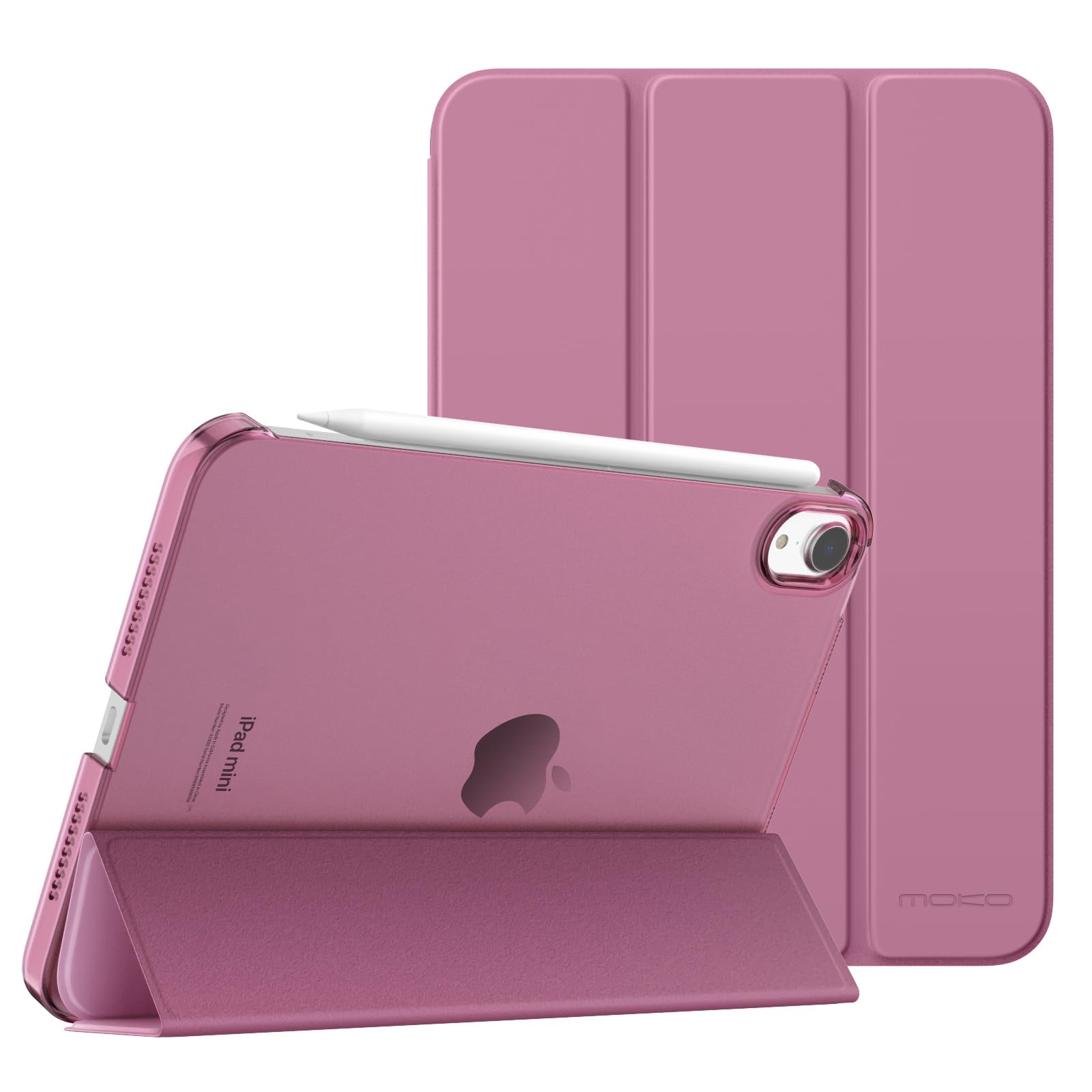 MoKo for iPad Mini 7 (A17 Pro) Case 2024,iPad Mini 6 Case 2021,8.3 inch iPad Mini 7th/6th Generation Case,Slim Lightweight Hard Back Shell Stand Cover for iPad Mini 2024 with Touch ID, Smokey Purple