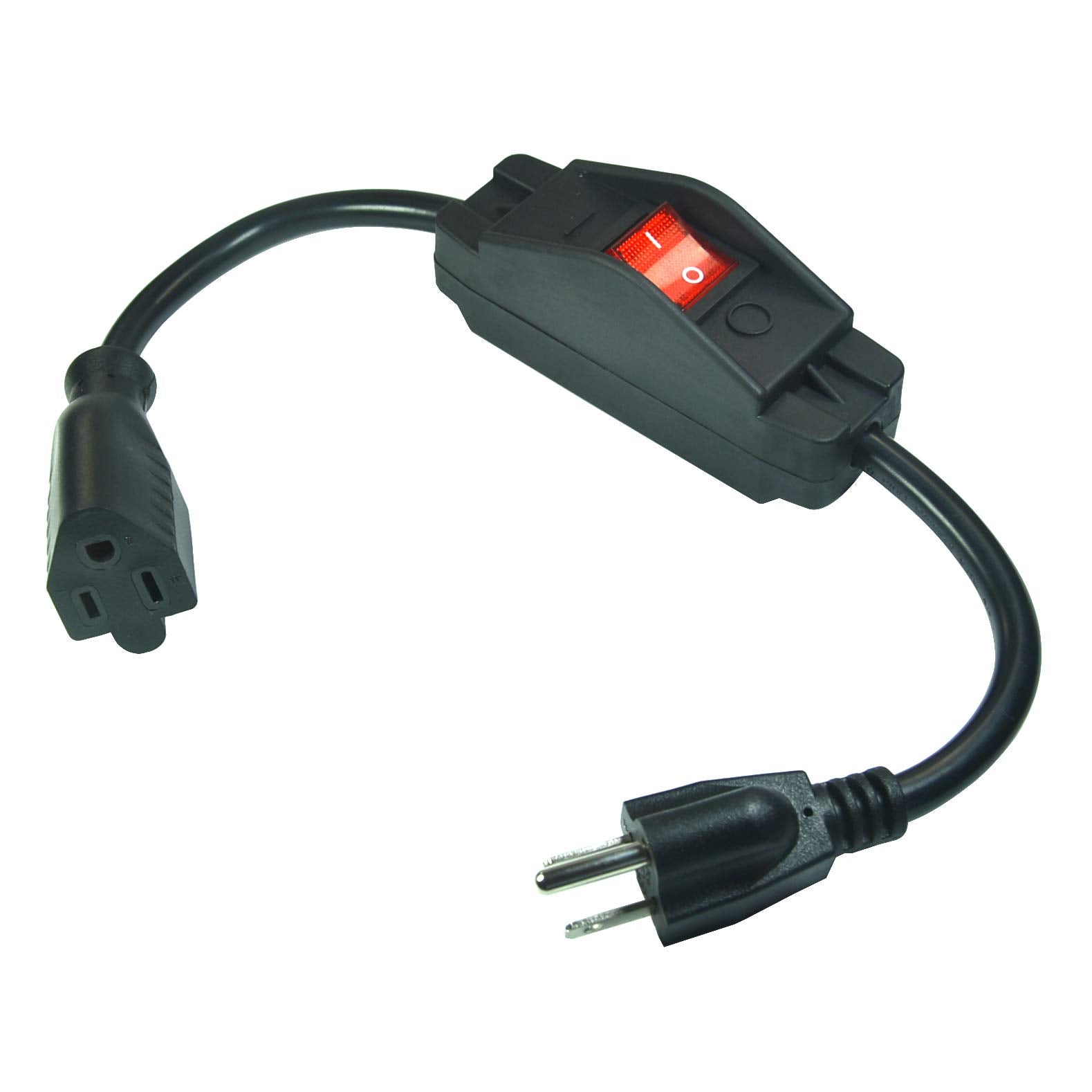 Filshu 3 Prong Extension Cord,1625W Heavy Duty Short Extension Cable With On Off Switch,14Awg Indoor Extension Cord Short, Black