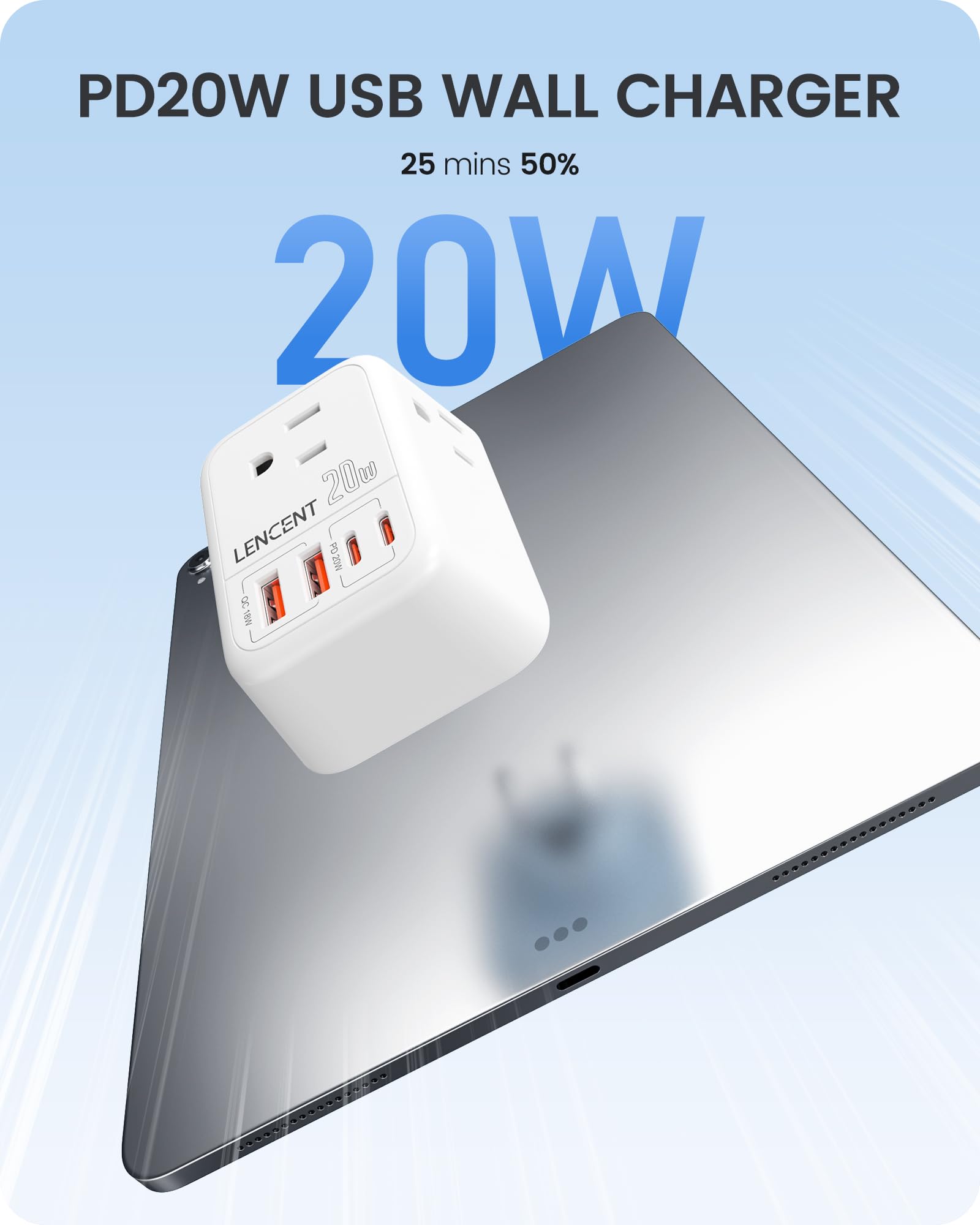 Lencent Germany France Travel Power Adapter, Pd 20W Usb C Fast Charger Adaptor, Schuko Type E F Plug Adapter With 4 Outlet, Esse