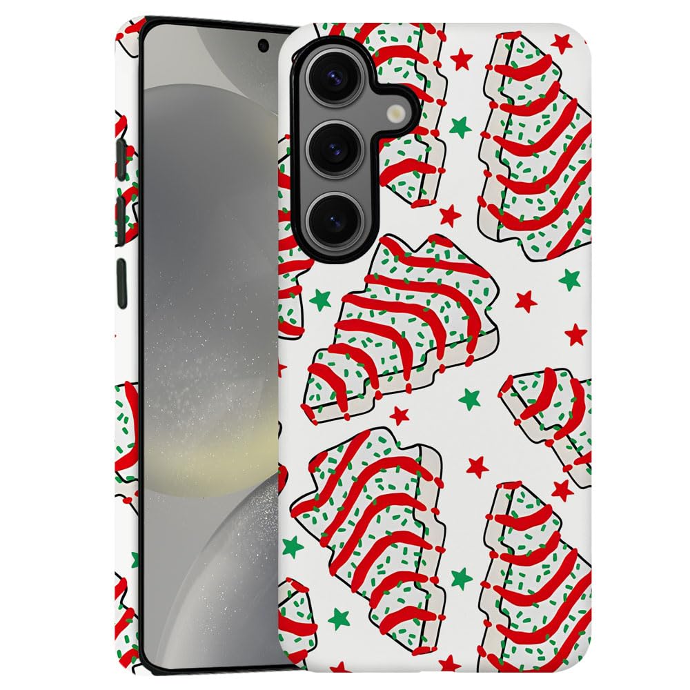 TnXee Case for Samsung Galaxy S24,Merry Christmas Tree Red Phone Case Drop Resistant Frosted 2 in 1 Solid Dual-Layer Cover for G