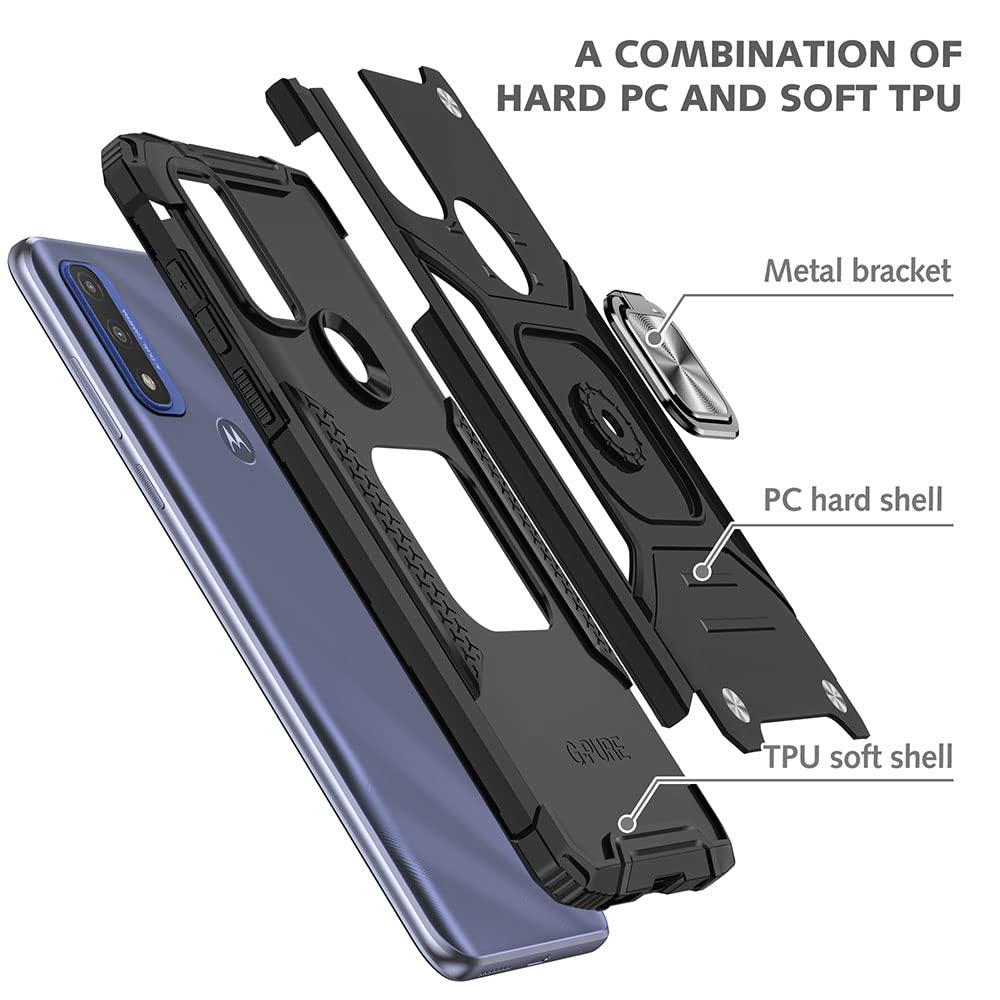 For Moto G Pure Case, Moto G Power 2022 Case, 360Military Grade Rotatable Kickstand (Heavy Duty) Shockproof Protective Cases For