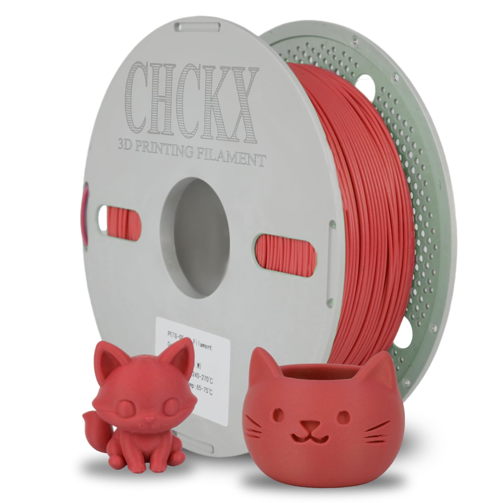 CHCKX Glass Fiber PETG Filament 1.75mm Red 1kg PETG-GF 3D Printing Filament High Impact Resistance Durability & Stiffness for Mo