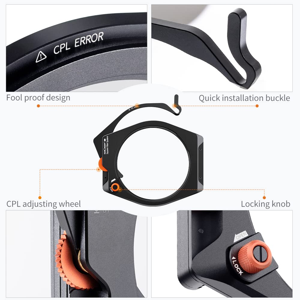 K&F Concept X Pro Square Filters Holder System Kit (Filter Holder + 95Mm Circular Polarizer + Square Gnd8 Filter + Nd1000 + 4 Fi
