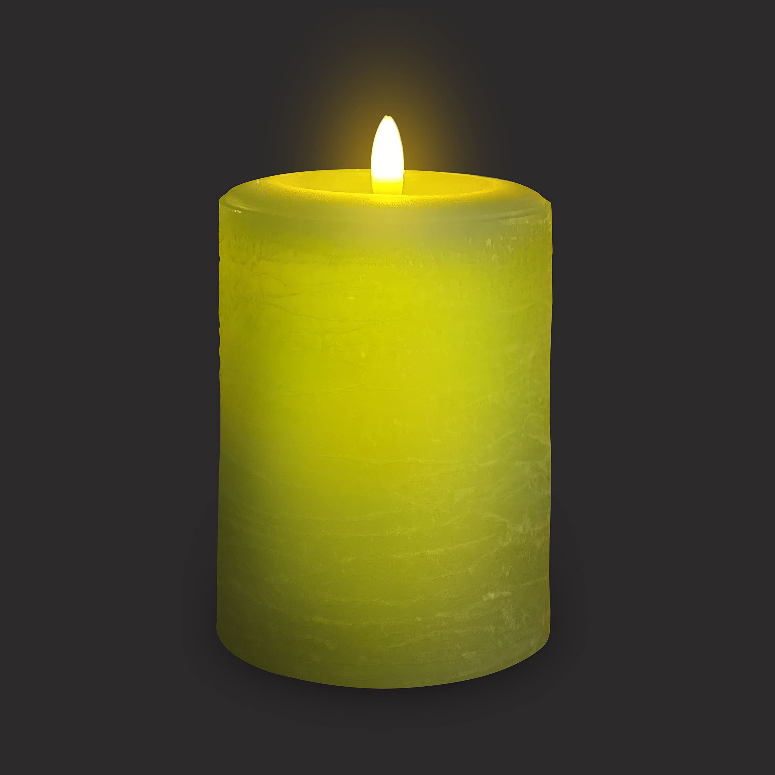 Lumipur Signature Natural Glow Flickering Flameless Led Wax Pillar Candle (3.5'' X 5'', Sage Green)