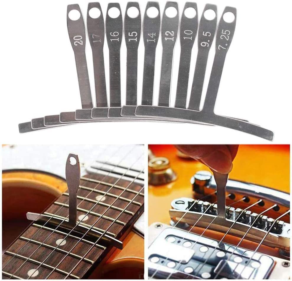 Jiayouy Set Of 14 Pieces Luthier Tools Set Guitar Neck Notched Straight Edge 9Pcs Guitar Radius Gauge String Action Gauge Ruler