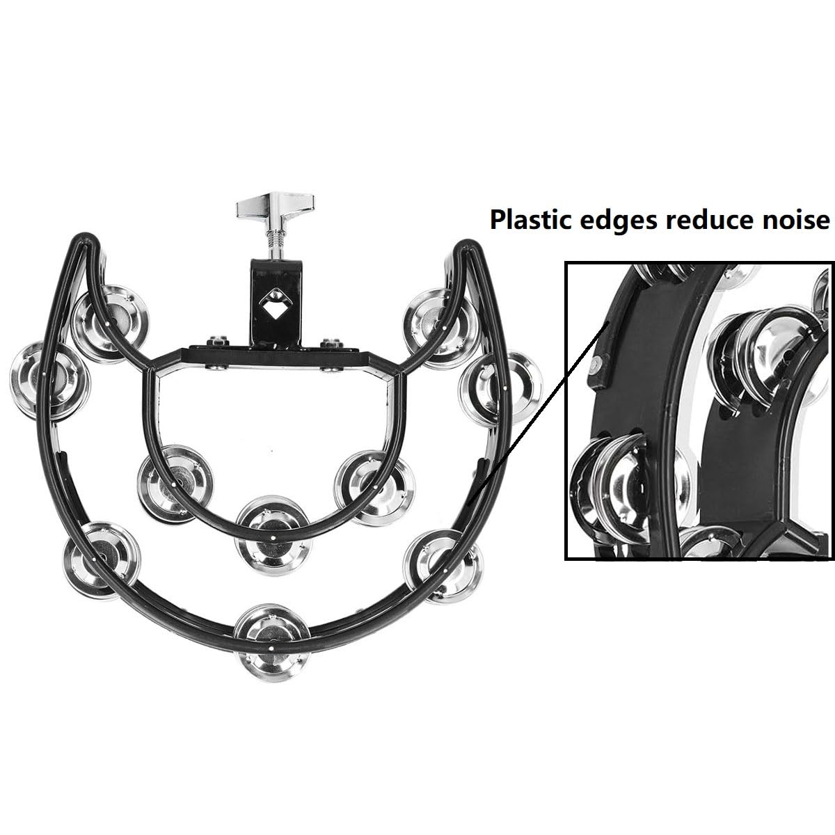 Tuoren Hi Hat Tambourine Half Moon Drum Set Mounted Tambourine Double Row Bells With Mounting Eye Bolt Tambourine For Drum Kit P