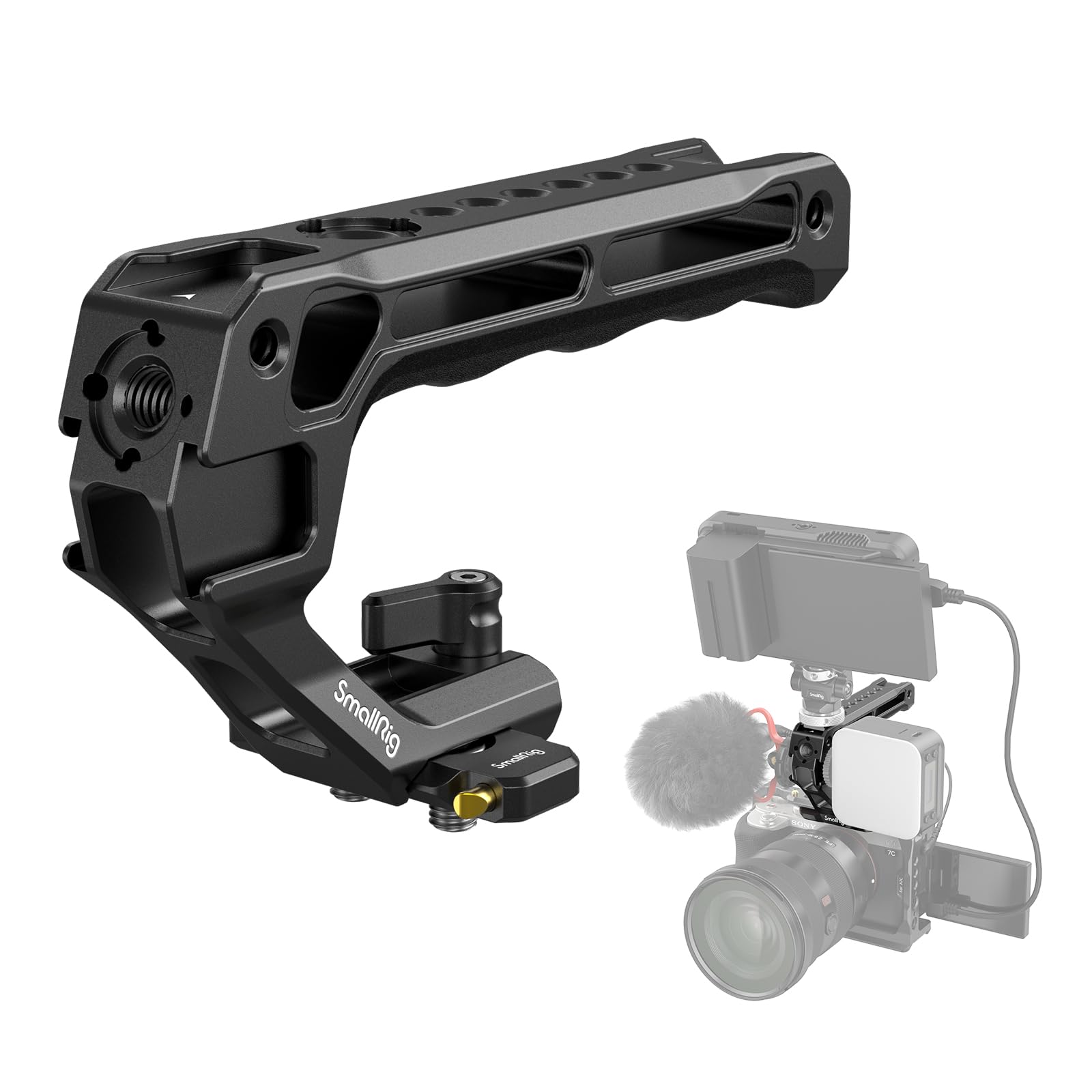 SMALLRIG Lightweight NATO Top Handle, Quick Release NATO Grip w/NATO Rail for DSLR Camera Cage, Universal Top Handle with 5 Cold