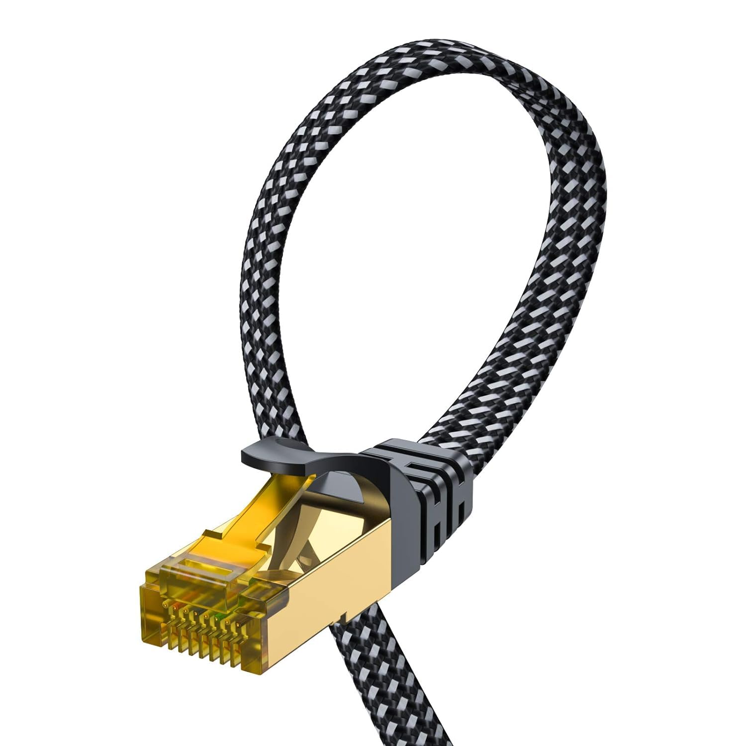 Ariskeen Cat 8 Ethernet Cable 15 Ft, Nylon Braided High Speed Cat8 Network Lan Patch Cord, 40Gbps 2000Mhz Shielded Rj45 Flat Int