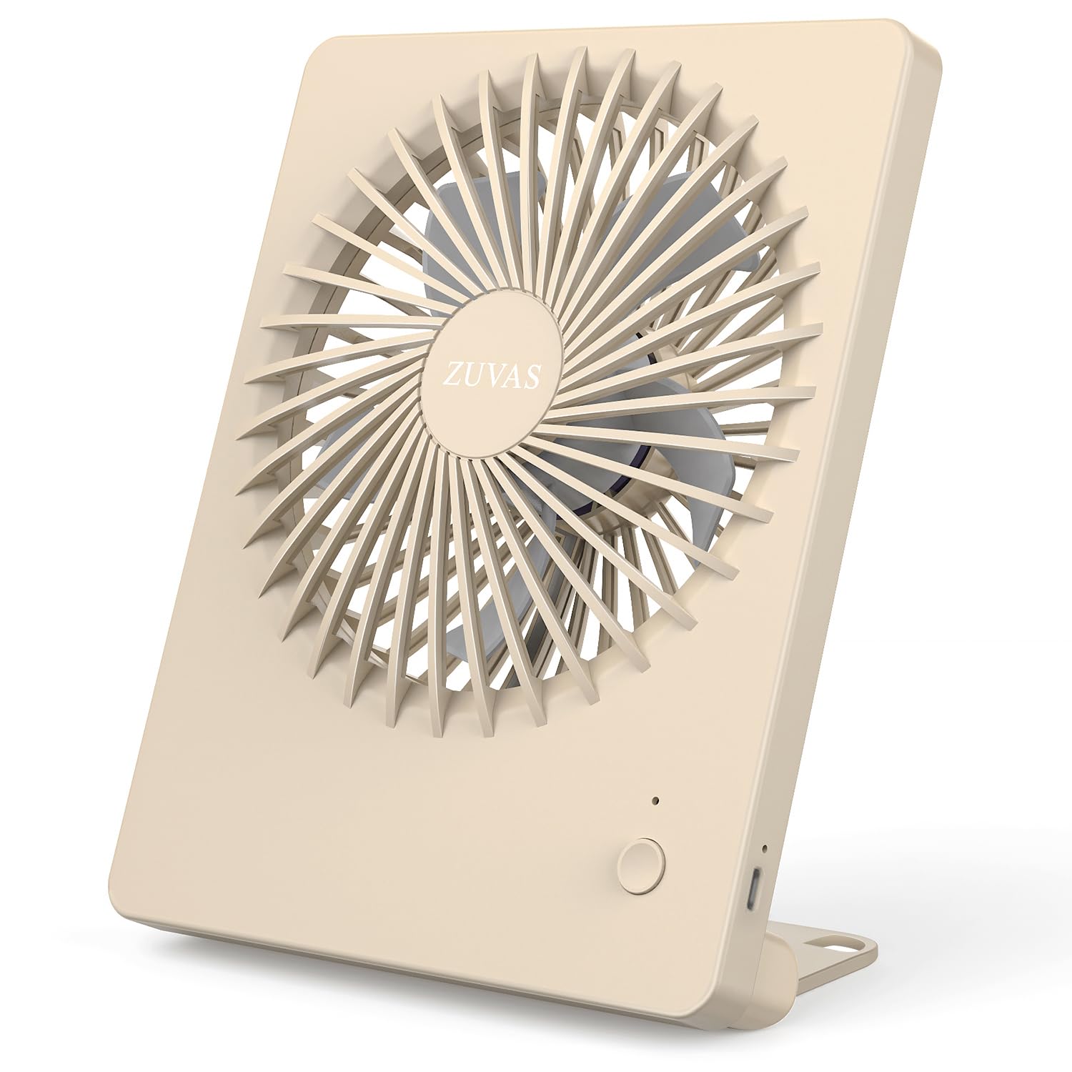 Zuvas Desk Fan Battery Operated Rechargeable 180Tilt Folding Personal Ultra Quiet Small Portable Fan Beige