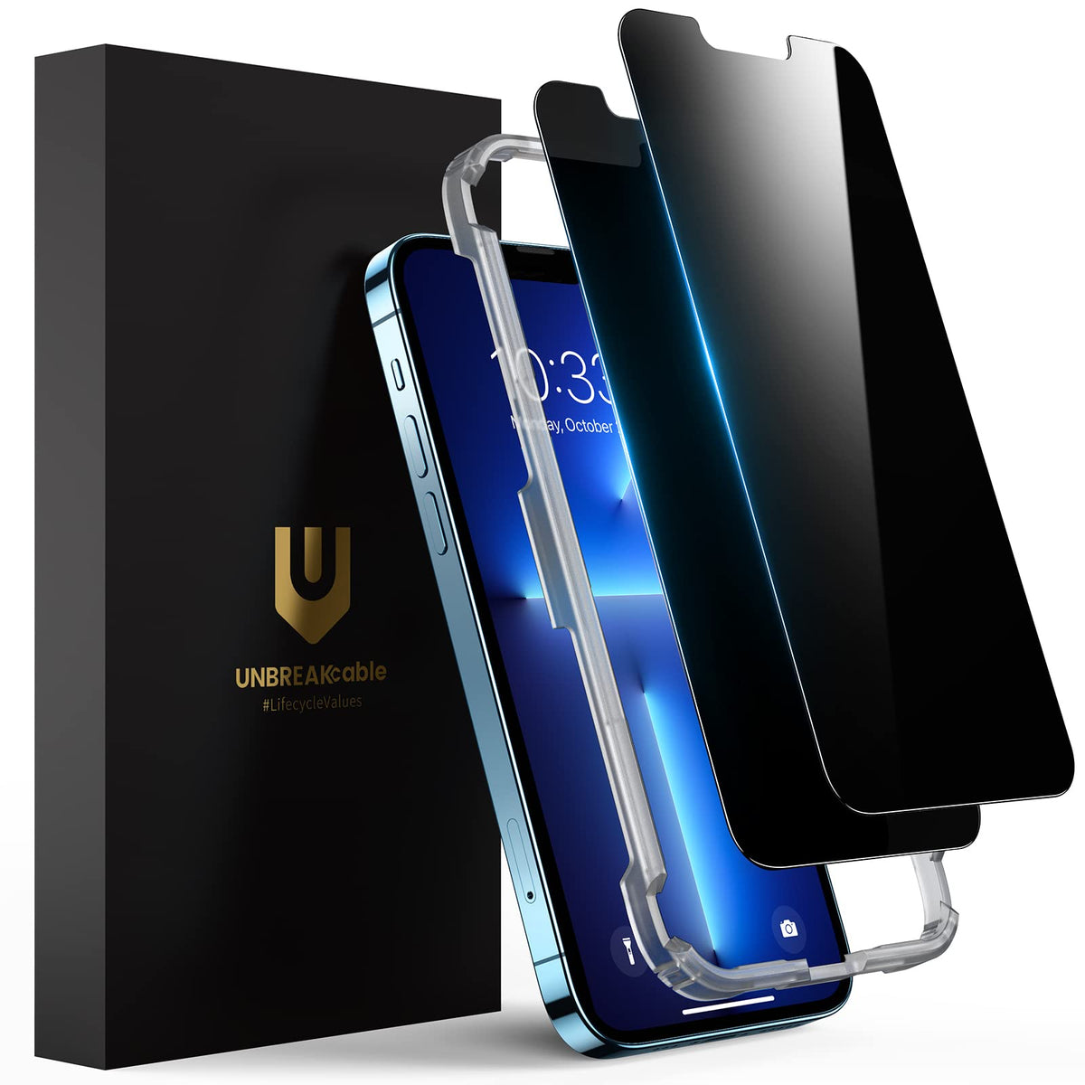 Unbreakcable Privacy Screen Protector For Iphone 14/ Iphone13/13 Pro, Shatterproof Tempered Glass [True 28Anti Spy] [9H Hardness