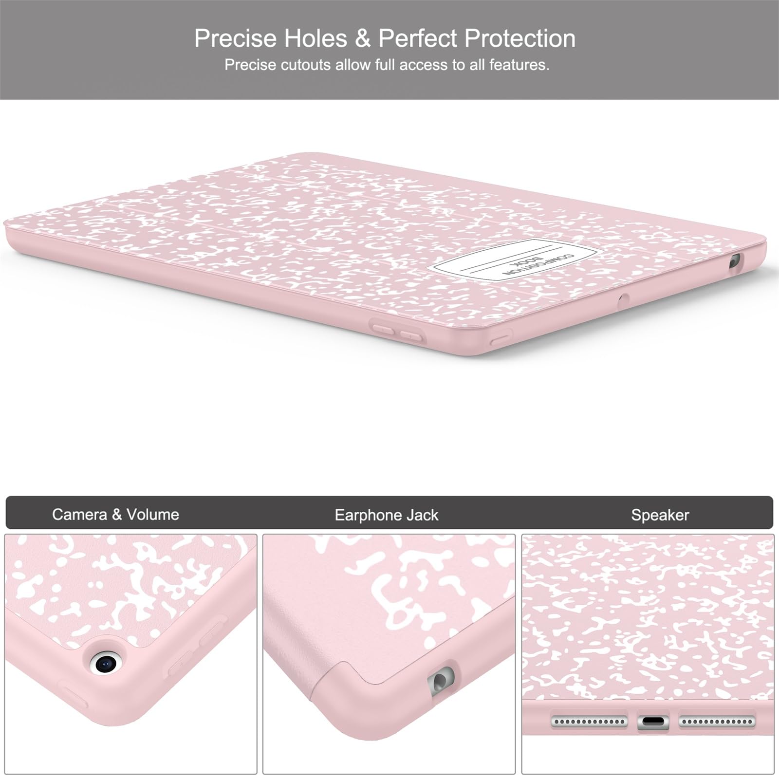 Soke For Ipad 10.2 Case With Pencil Holder For Ipad 9Th Generation 2021/8Th Gen 2020/7Th Gen 2019 Premium Shockproof Case With Soft Tpu Back Cover & Auto Sleep/Wake For Ipad 10.2 Inch,Book Pink