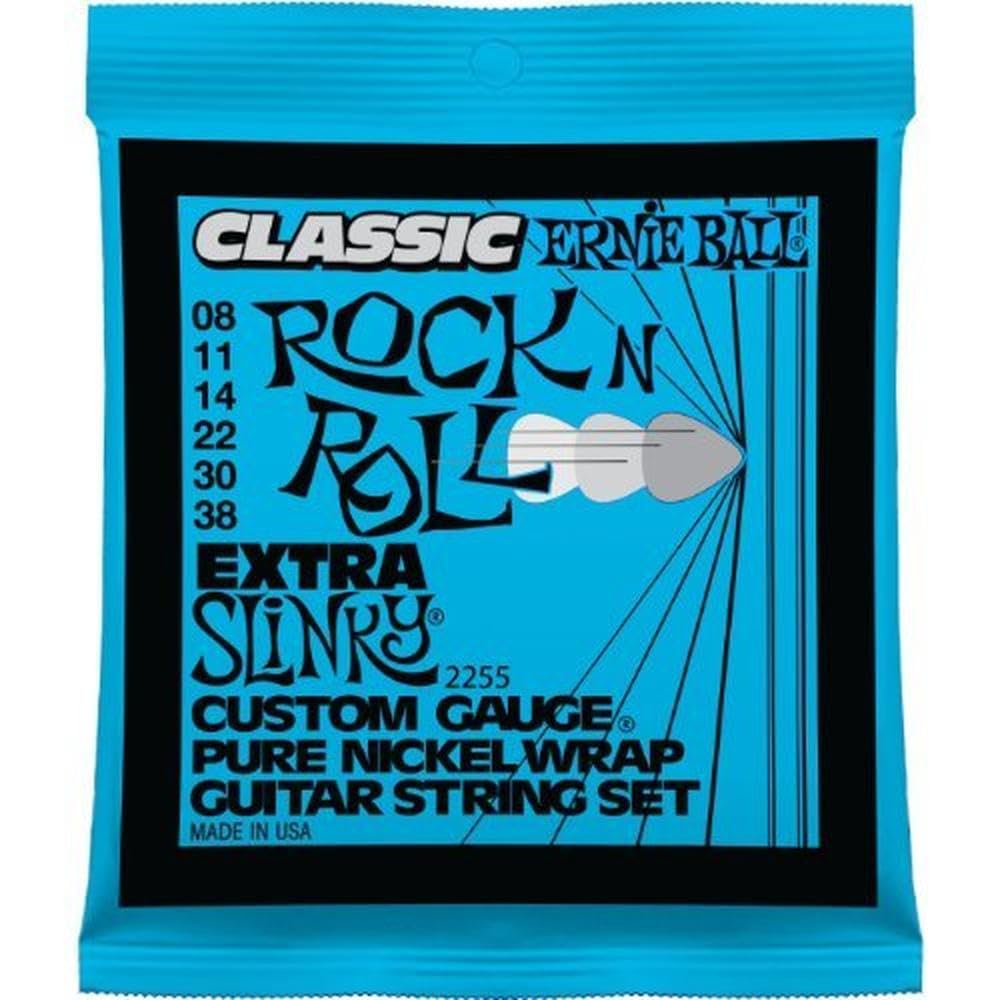 Ernie Ball Extra Slinky Classic Pure Nickel Electric Guitar Strings, 8-38 Gauge (P02255)