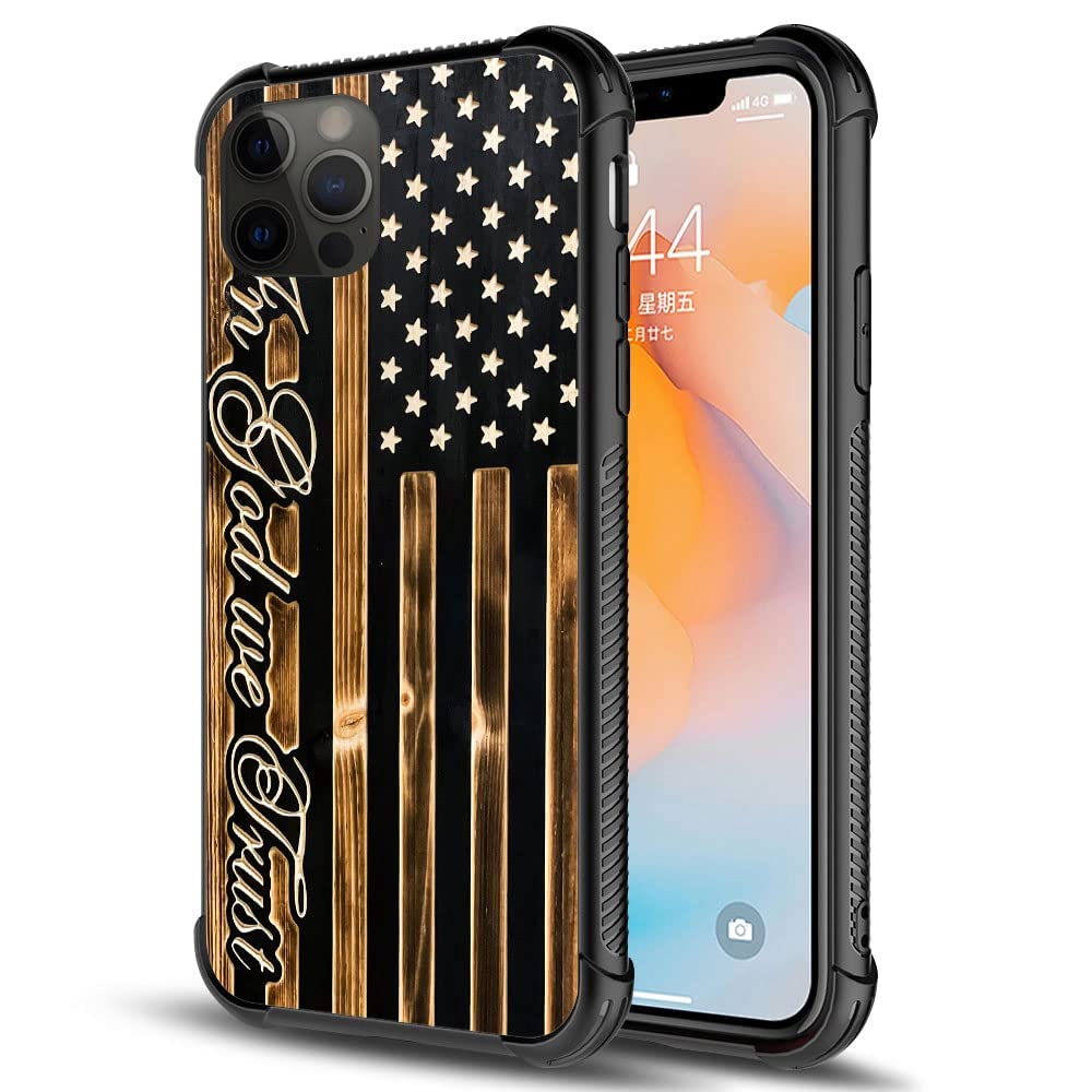 Daizag Compatible With Case For Iphone 13 Pro Max, In God We Trust Wood Grain Design American Flag Iphone 13 Pro Max Cases For M