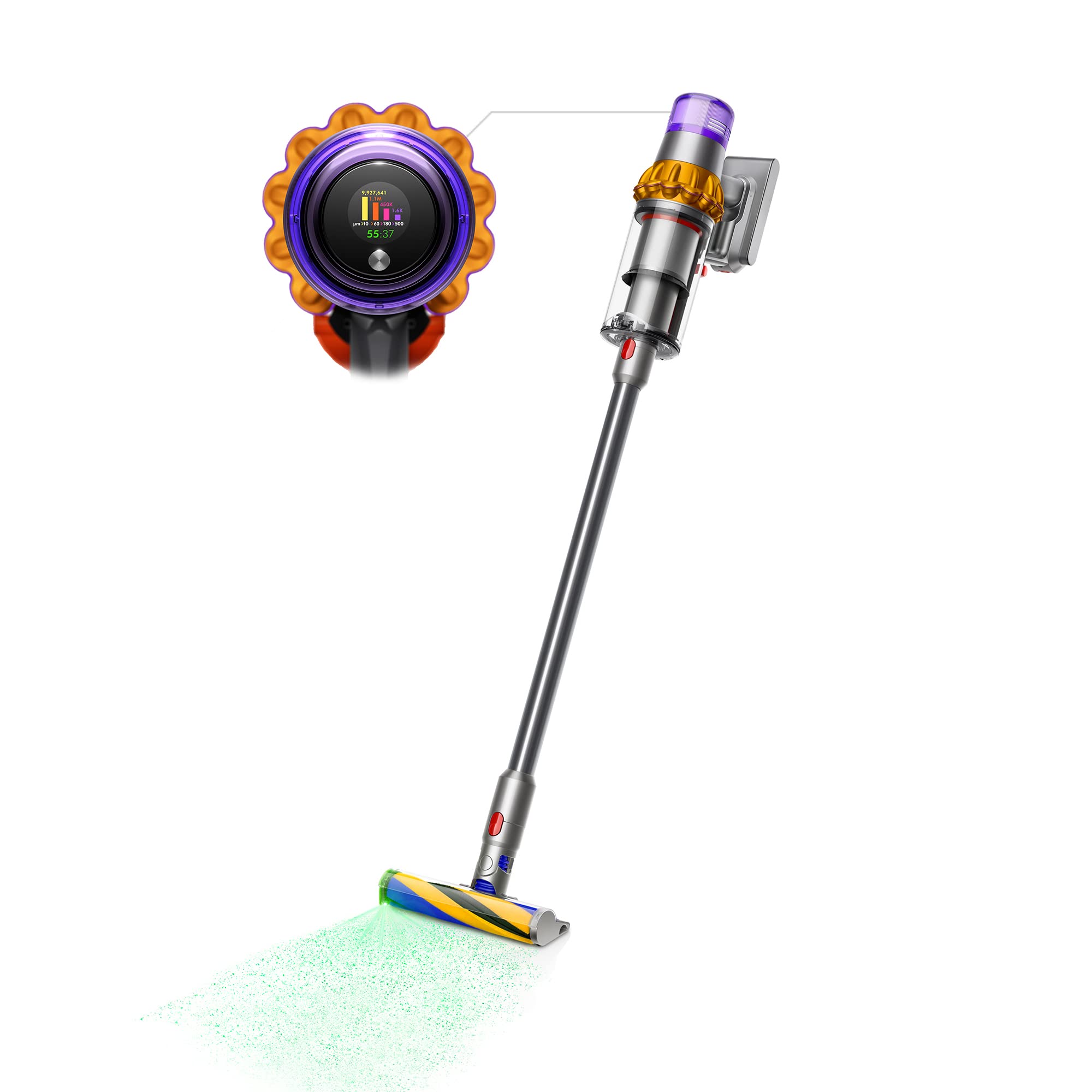 Dyson V15 Detect Cordless Vacuum Cleaner, Multicolor, 10.5''L X 9.8''W X 49.6''H