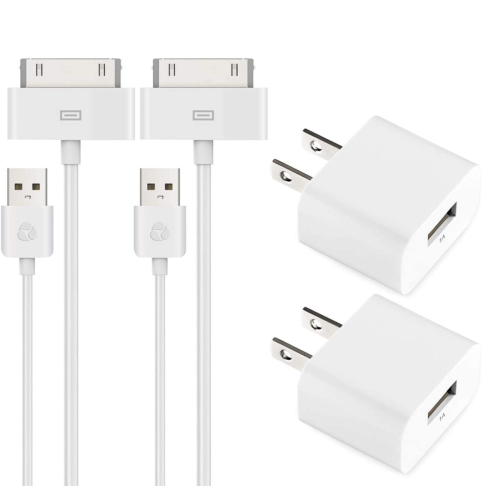 Esk Certified 6 Feet 30 Pin Usb Charging Cable With 5W Usb Power Adapter For Iphone 4/4S, Iphone 3G/3Gs, Ipad 1/2/3, Ipod Touch