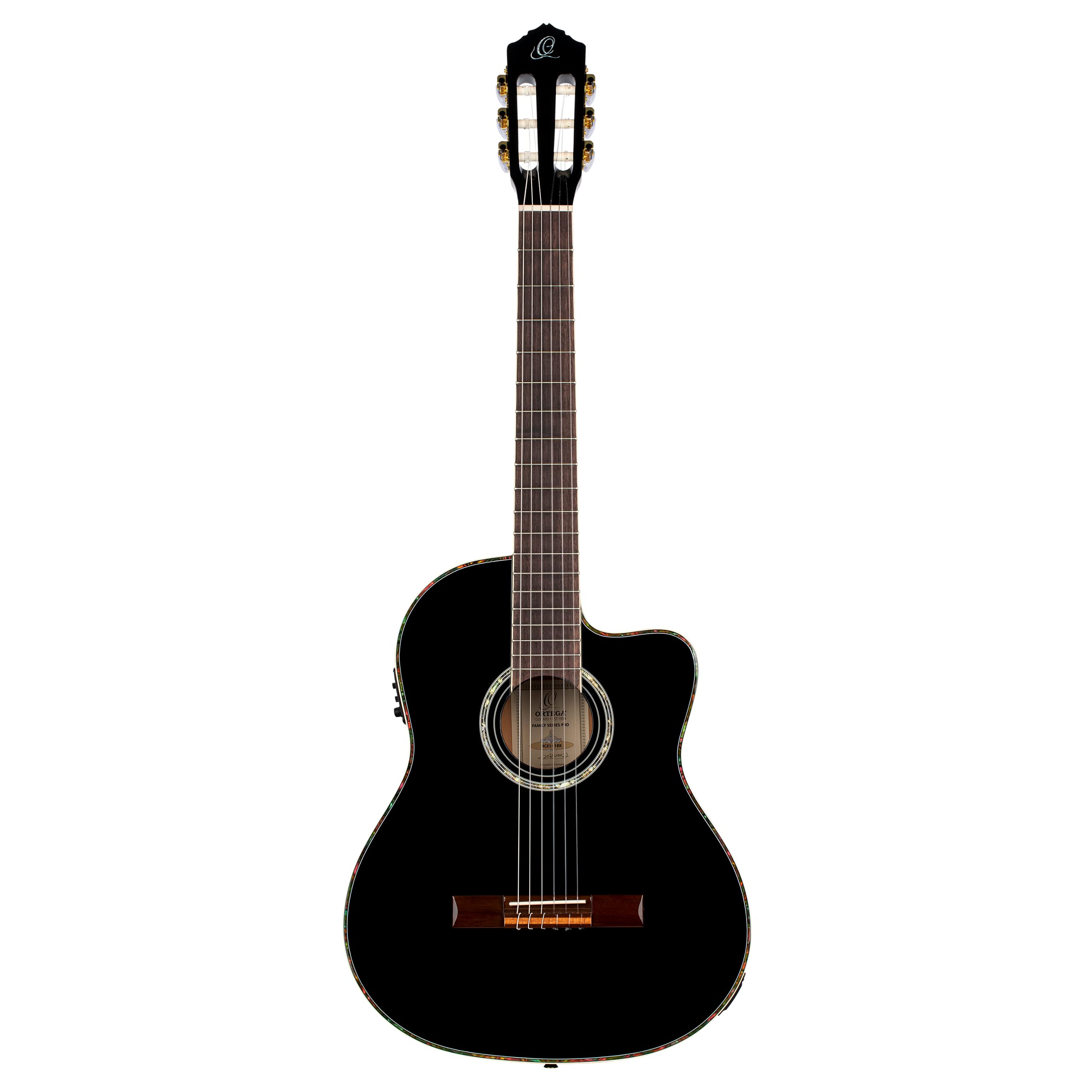 Ortega Guitars 6 String Family Series Pro Solid Top Acoustic-Electric Nylon Classical Guitar W/Bag, Right (Rce141Bk)