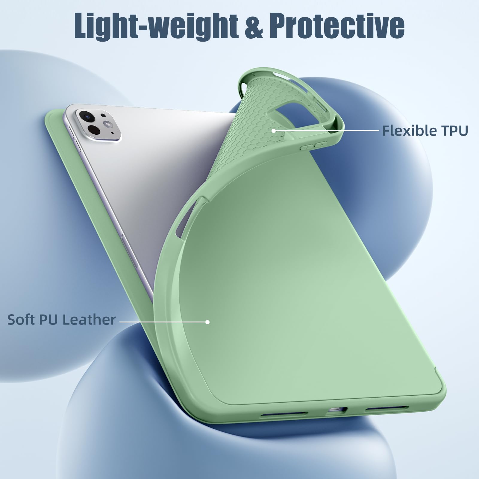 Kidopire New Compatible With Ipad Pro 11 Inch Case (M4, 5Th Gen 2024) With Pencil Holder, Smart Cover With Protective Trifold St