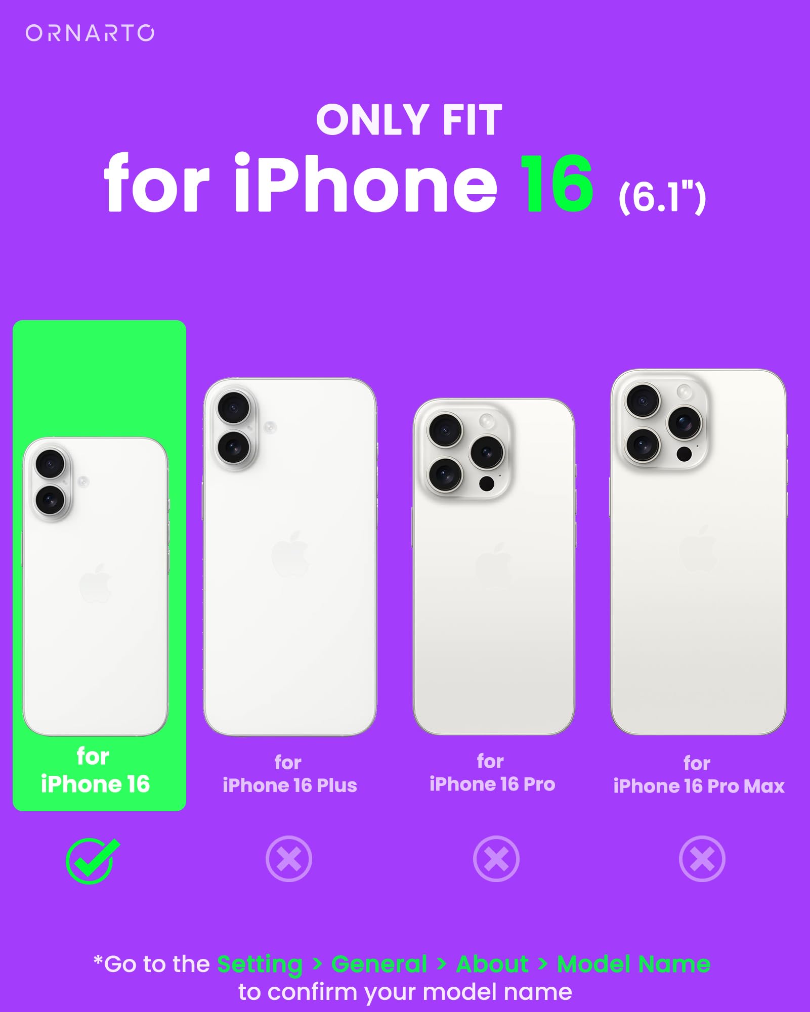 Ornarto Air Case For Iphone 16 Clear, Compatible With Magsafe, Military Grade Drop Protection Cover With Built In Air Purple