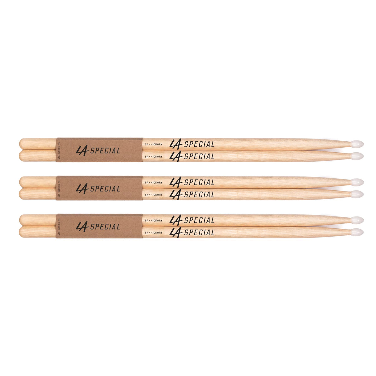 Promark La Specials   5A Drumsticks   Drum Sticks Set For Acoustic Drums Or Electronic Drums   Oval Nylon Tip   Hickory Drum Sticks   Consistent Weight And Pitch   Made In The Usa   3 Pairs