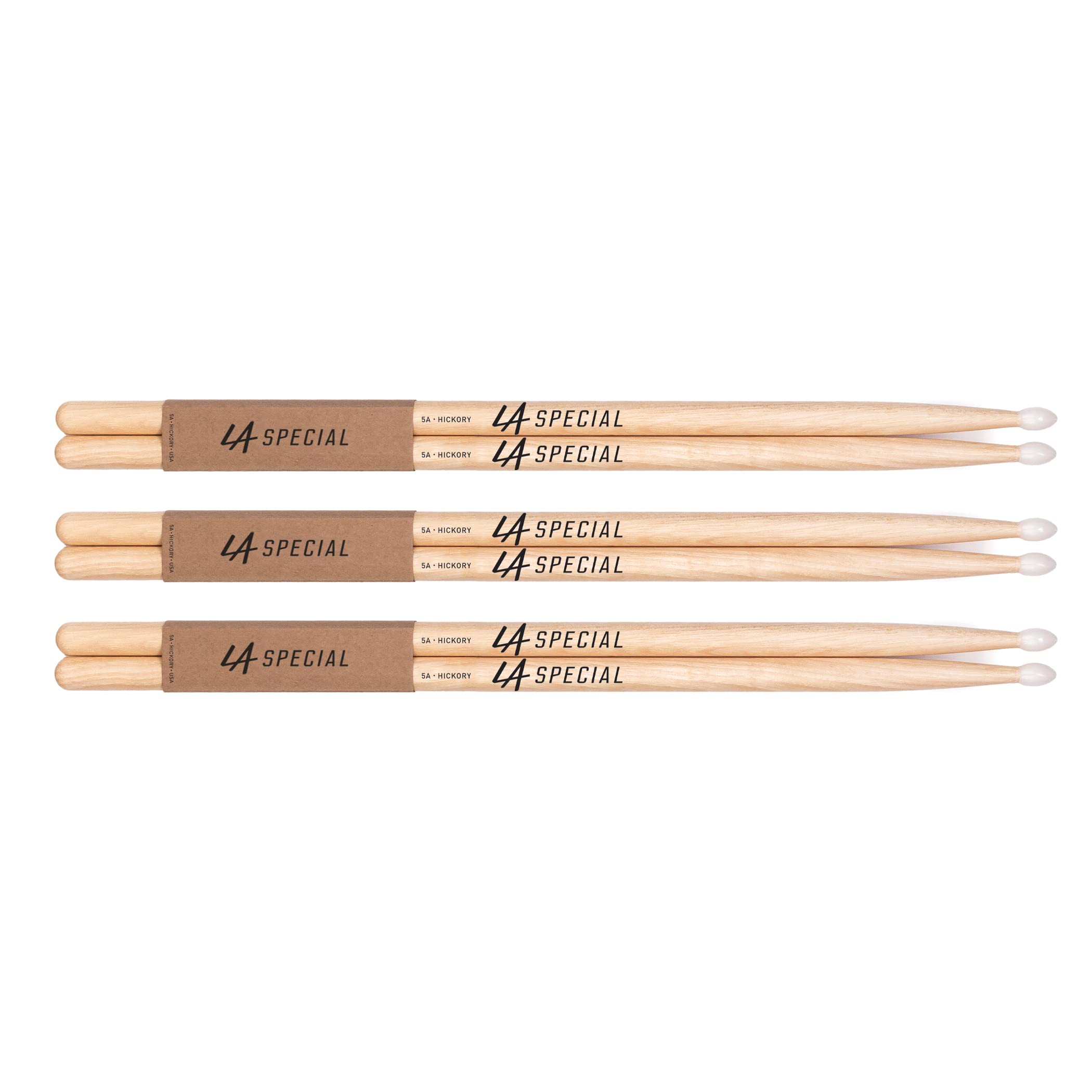 LA Specials Drum Sticks - 5A Drumsticks - Drum Sticks Set for Acoustic Drums or Electronic Drums - Oval Nylon Tip - Hickory Drum