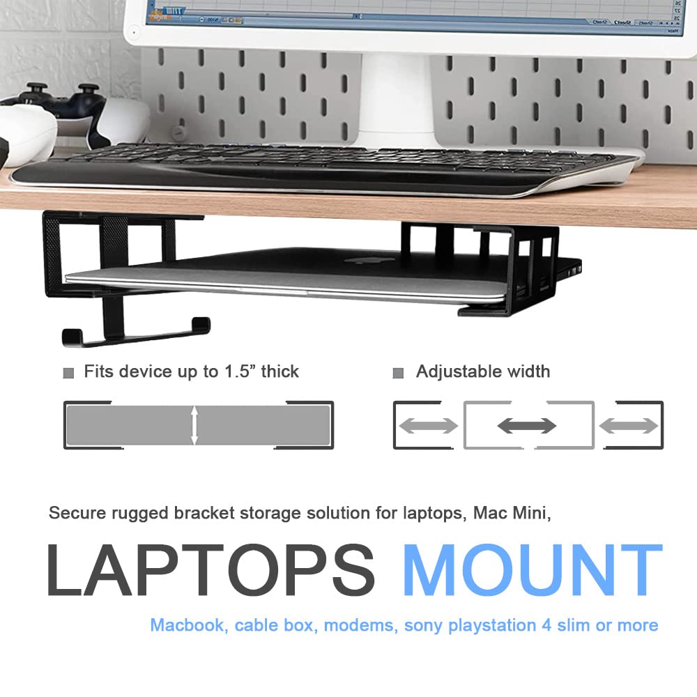 Ifcase Under Desk Laptop Mount & Headphone Holder With Adhesive & Screw, Hard Aluminum Under Table Desk Holder For Laptop, Mac M