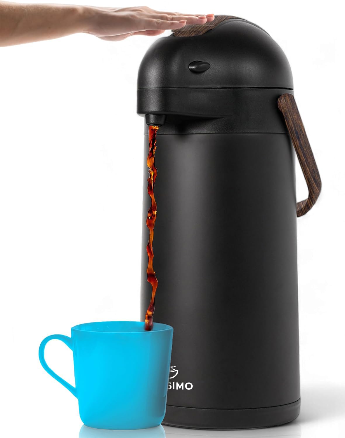 Thermal Coffee Carafe 101Oz W/Wood Trim, Keeps Coffee Hot For 12Hrs & Cold For 36Hrs Premium Stainless Steel Carafe For Hot Liqu