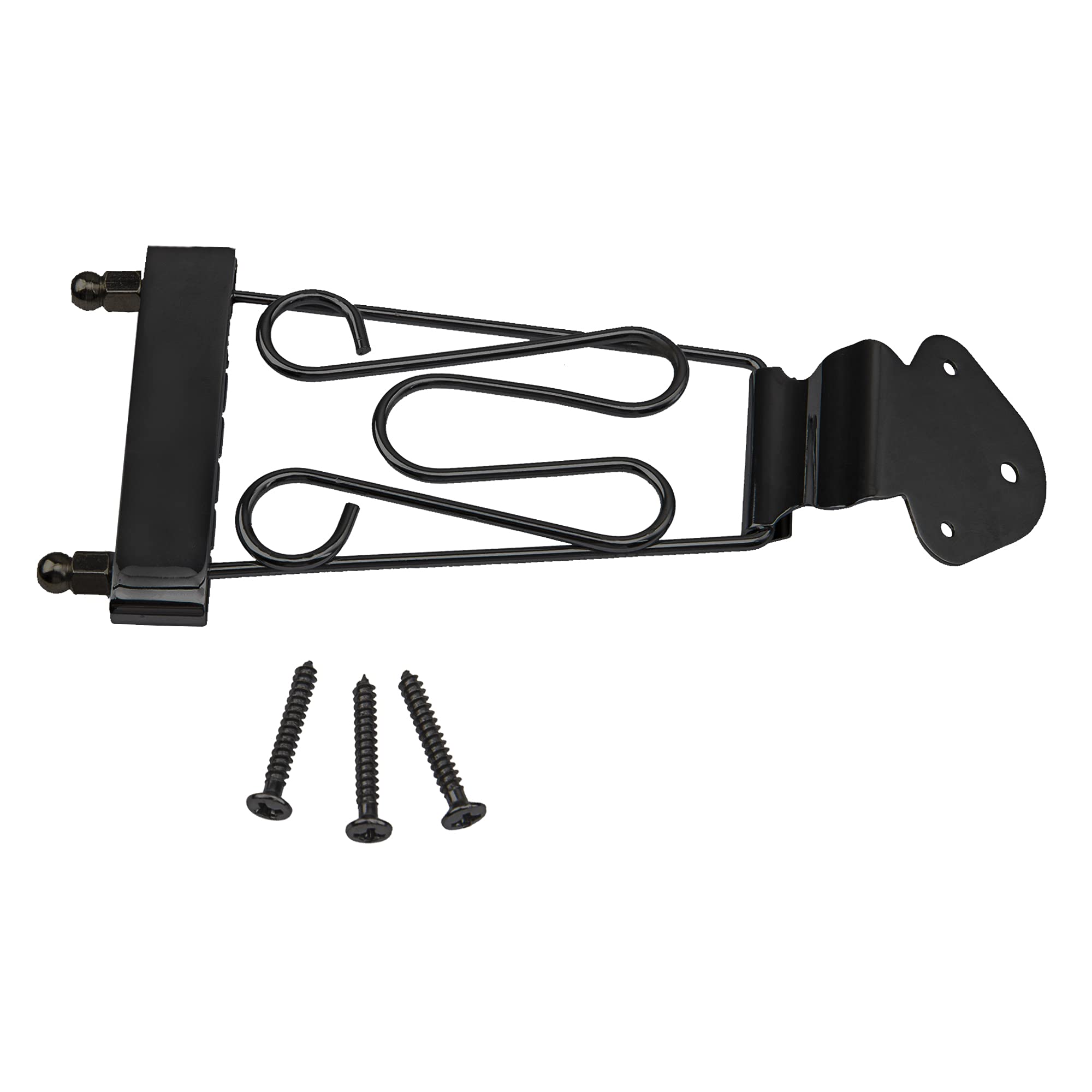 1Pcs Yootones 6 String Trapeze Tailpiece Guitar Bridge With Screws Compatible With Jazz Archtop Electric Guitars (Black)