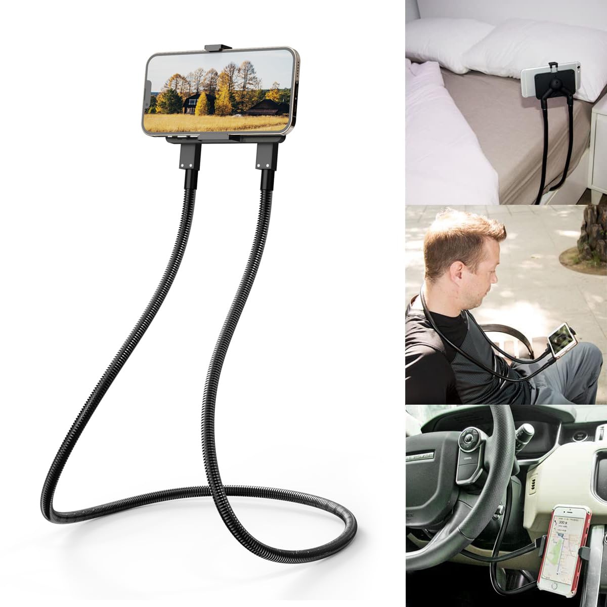 B Land Cell Phone Holder, Universal Mobile Phone Stand, Lazy Bracket, Diy Flexible Mount Stand With Multiple Function (Black)