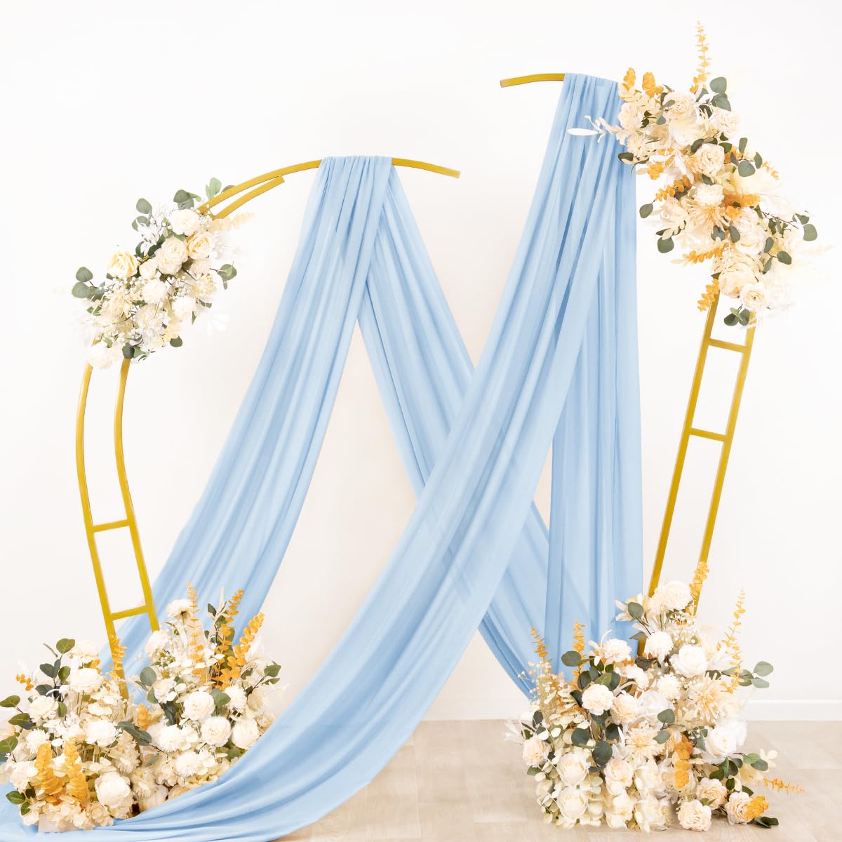 Socomi Wedding Arch Draping Fabric 1 Panel 29'' X 19Ft Baby Blue Sheer Chiffon Curtain Drapes 6 Yards For Wedding Ceremony Birth
