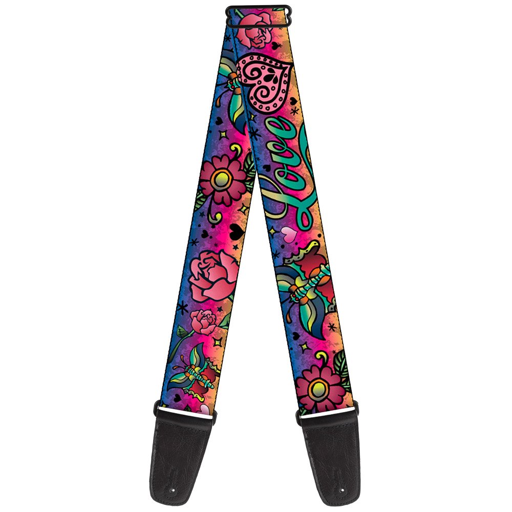 Buckle-Down Guitar Strap Love Love Purple 2 Inches Wide (GS-W31214)