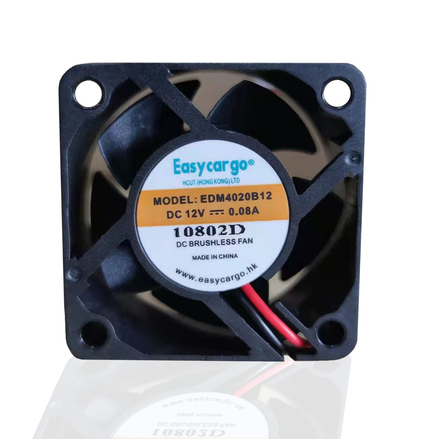 Easycargo 40Mm Fan 40Mm X 20Mm, 40Mm Cooling Fan Dual Ball Bearing Brushless 12V Dc (40Mmx40Mmx20Mm) 4020 2 Pin