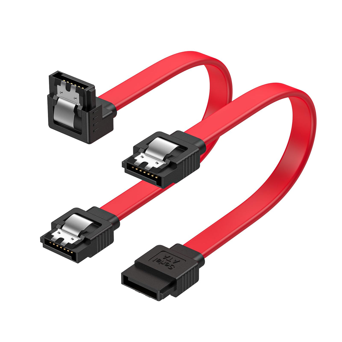 Cablecreation Sata Iii Cable,8 Inch/0.6Ft Sata Iii 6.0 Gbps 7Pin Female To Downward Right Angle + Straight Female Data Cable Wit