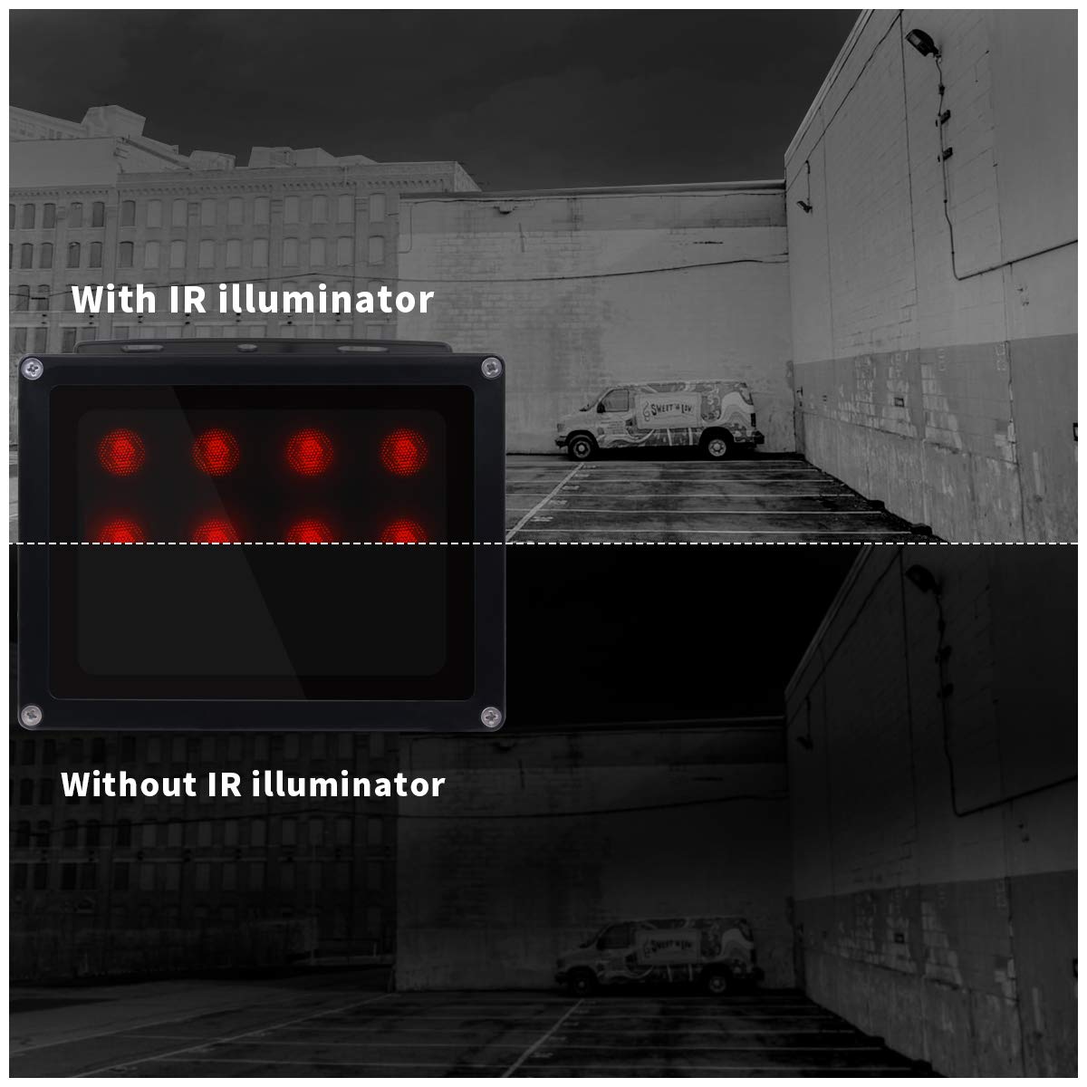 (12 Led Waterproof ) Ir Illuminator High Power Wide Angle Long Range Infrared Light, 120Ft 850Nm Ir Flood Lights With Power Adapter For Night Vision Cctv & Ip Security Camera, Outdoor/Indoor Use