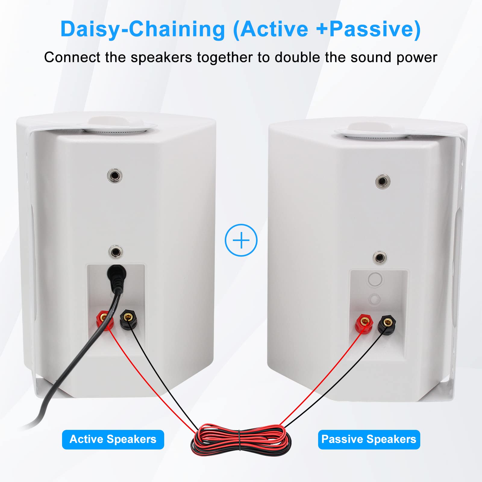 Herdio 6.5 Inches Outdoor Bluetooth Speakers Waterproof With Powerful Bass,Wall Mount Speakers Wired Weather Resistant For Patio