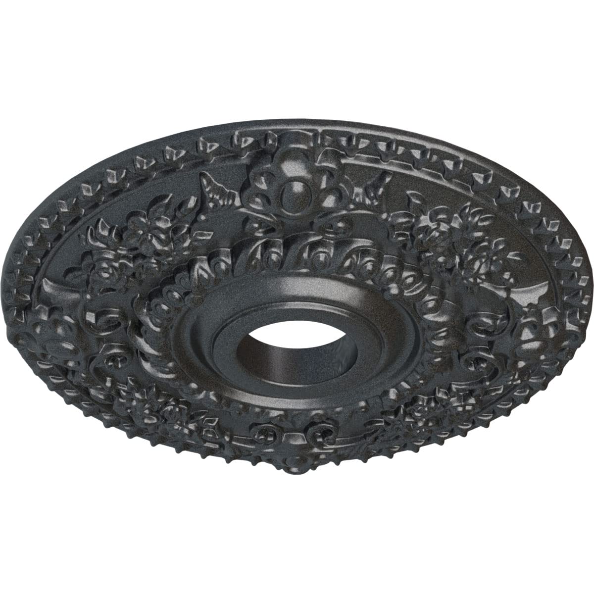 Ekena Millwork Cm18Ropes Rose Ceiling Medallion, 18 Od X 3 1/2 Id X 1 1/2 P, Pewter